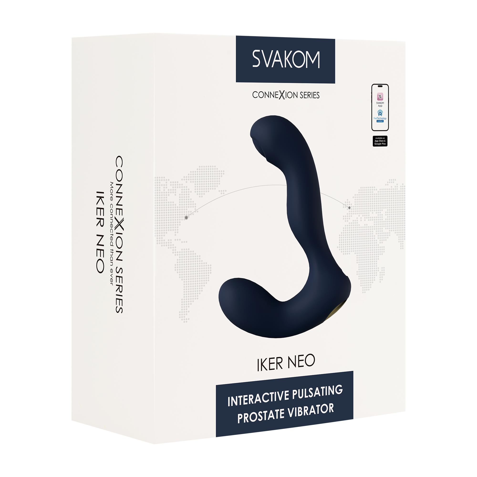 SVAKOM - Iker Neo - Interaktiver pulsierender Prostata-Vibrator, App-Steuerung - Marineblau