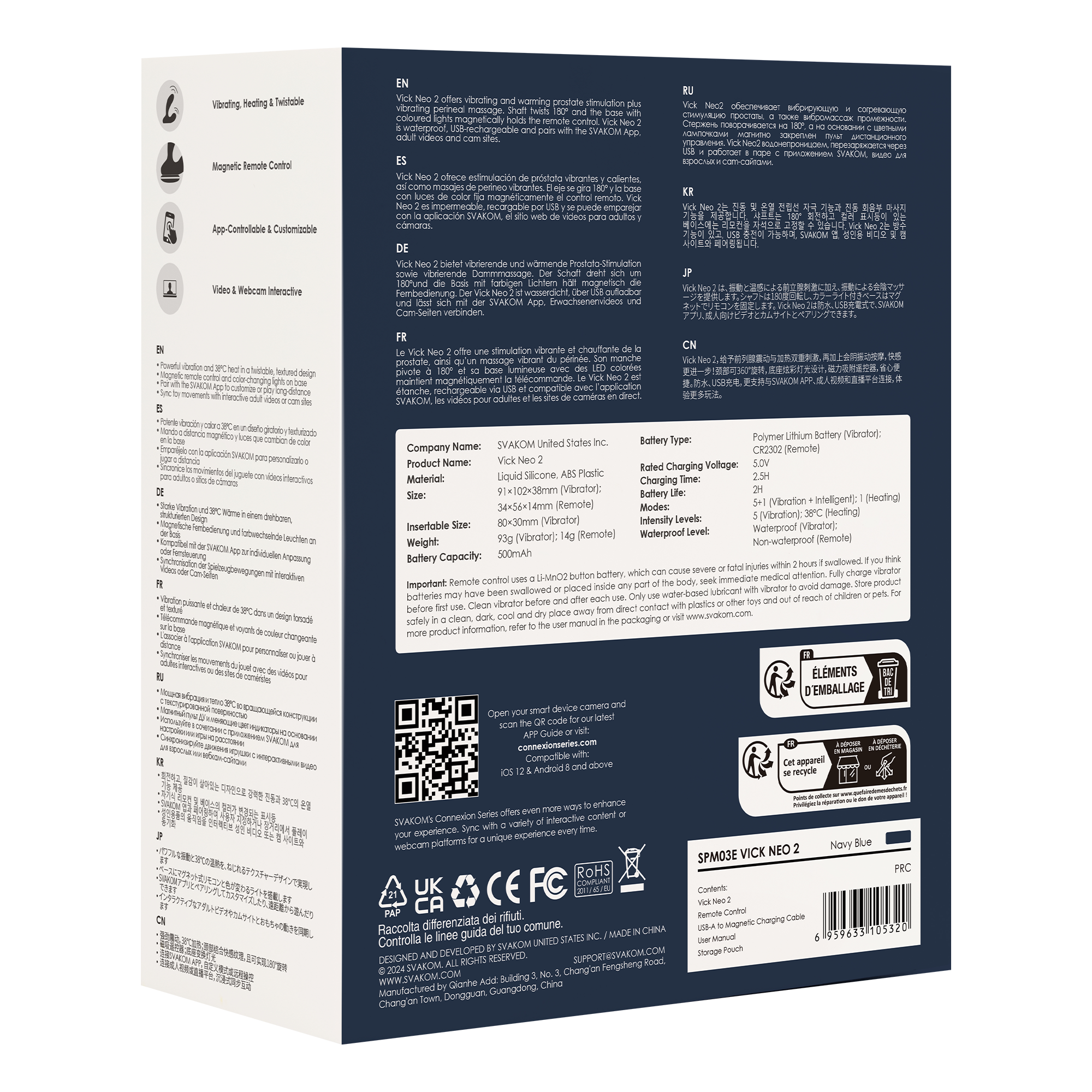 10: SVAKOM - Vick Neo 2 - Prostata-Vibrator, App-Steuerung - Marineblau