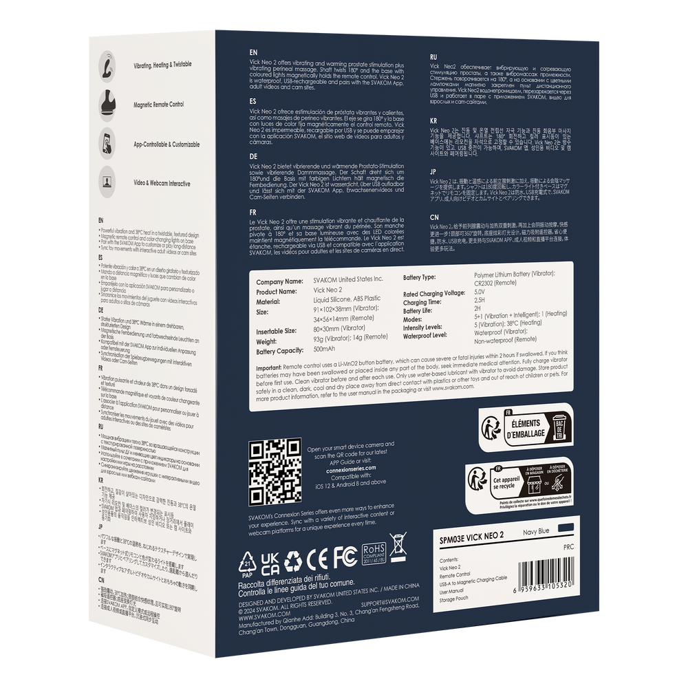 10: SVAKOM - Vick Neo 2 - Prostata-Vibrator, App-Steuerung - Marineblau
