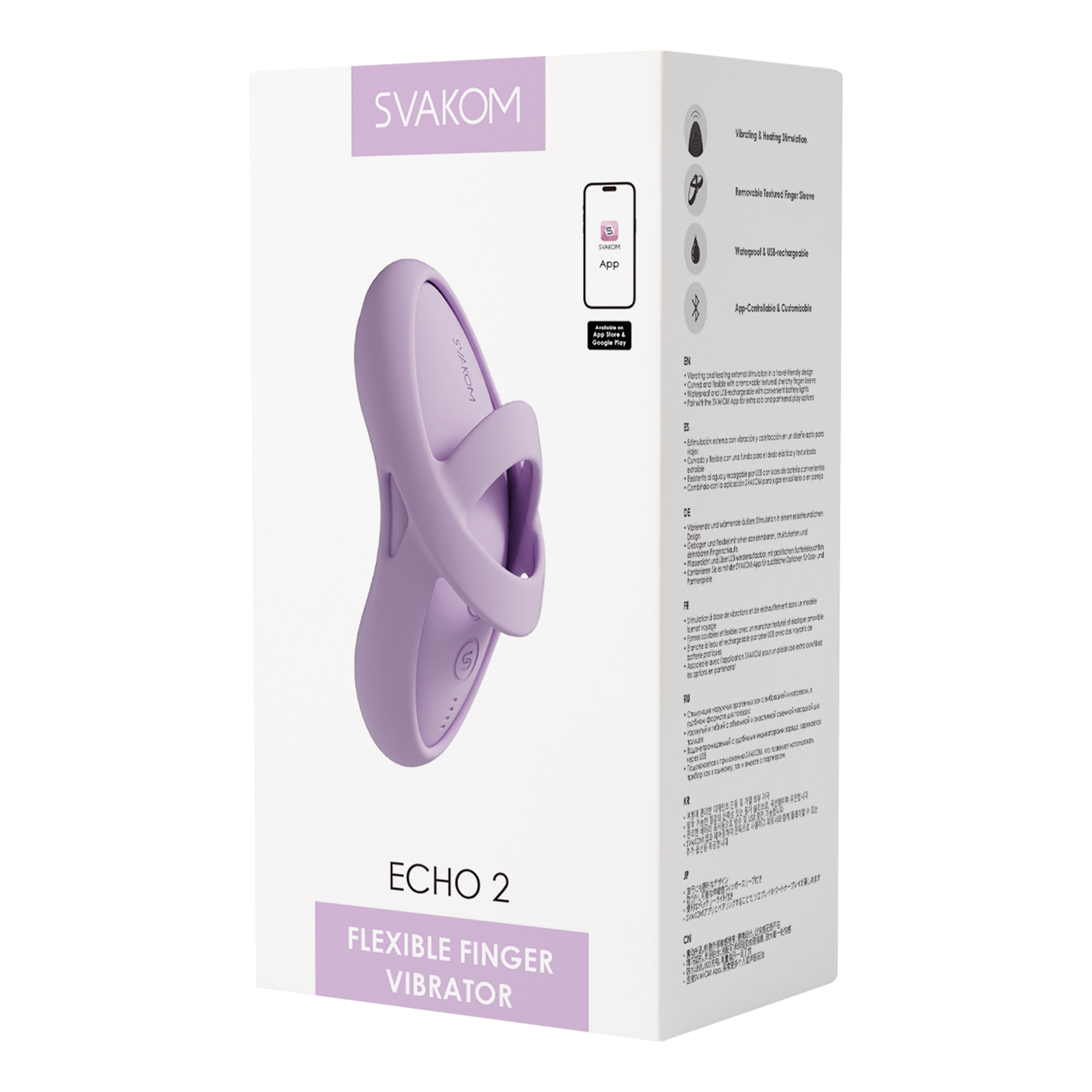 SVAKOM - Echo 2 - Flexibler Finger-Vibrator, App-Steuerung - Pink Lilac