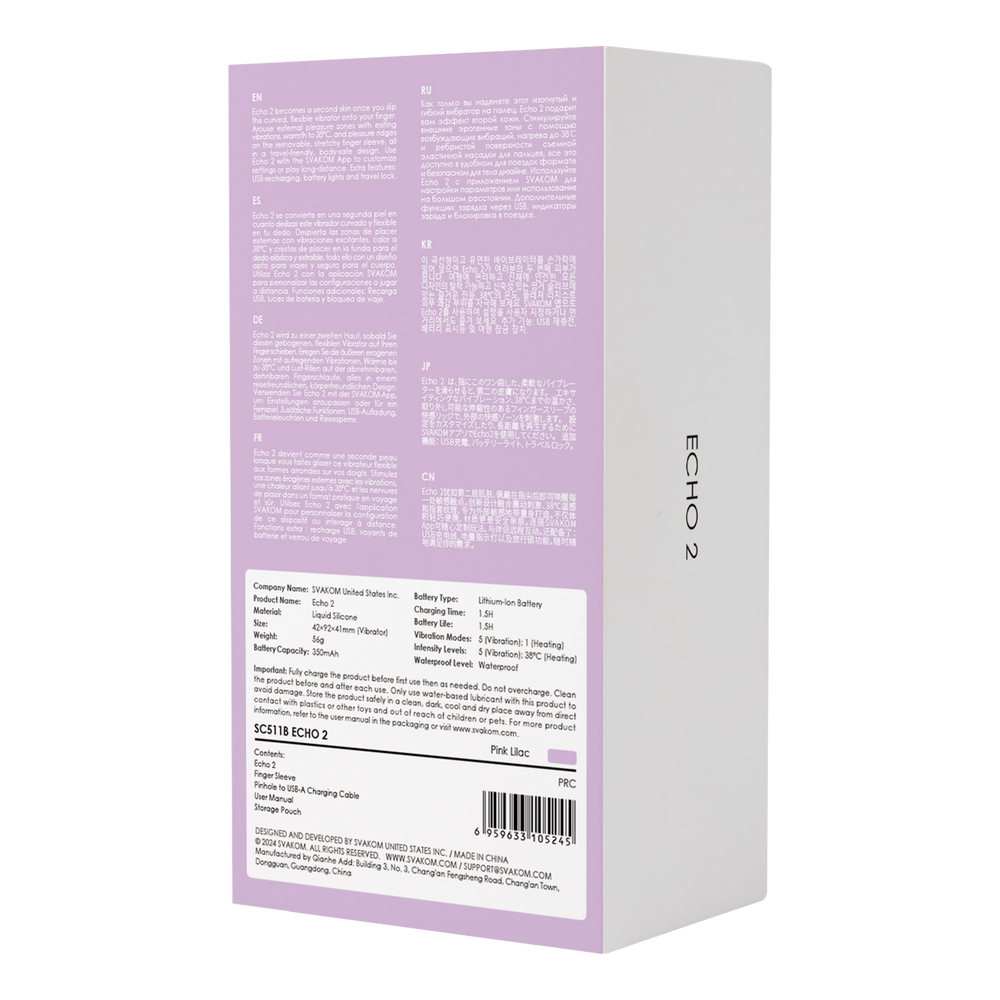 9: SVAKOM - Echo 2 - Flexibler Finger-Vibrator, App-Steuerung - Pink Lilac