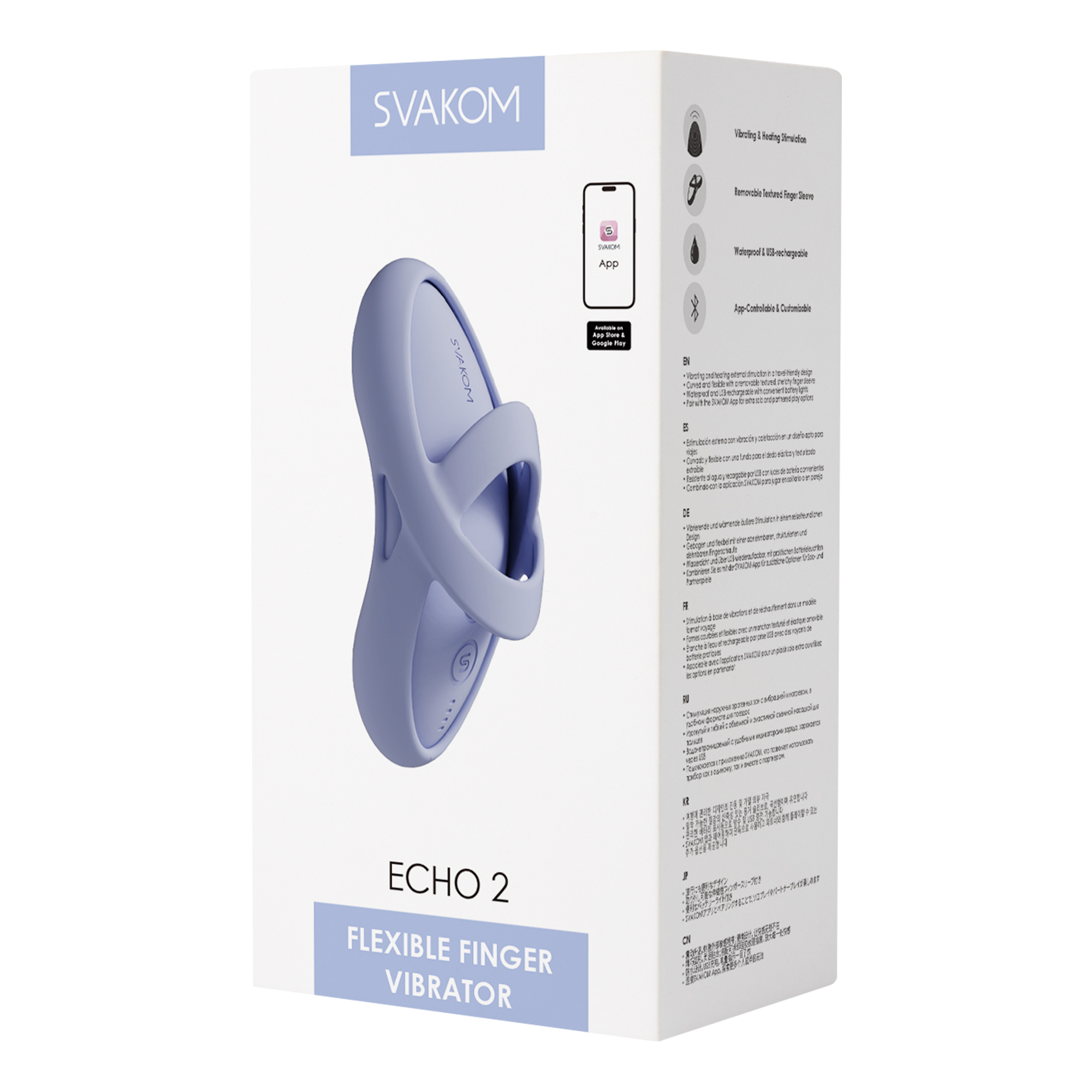 SVAKOM - Echo 2 - Flexibler Finger-Vibrator, App-Steuerung - Sky Blue