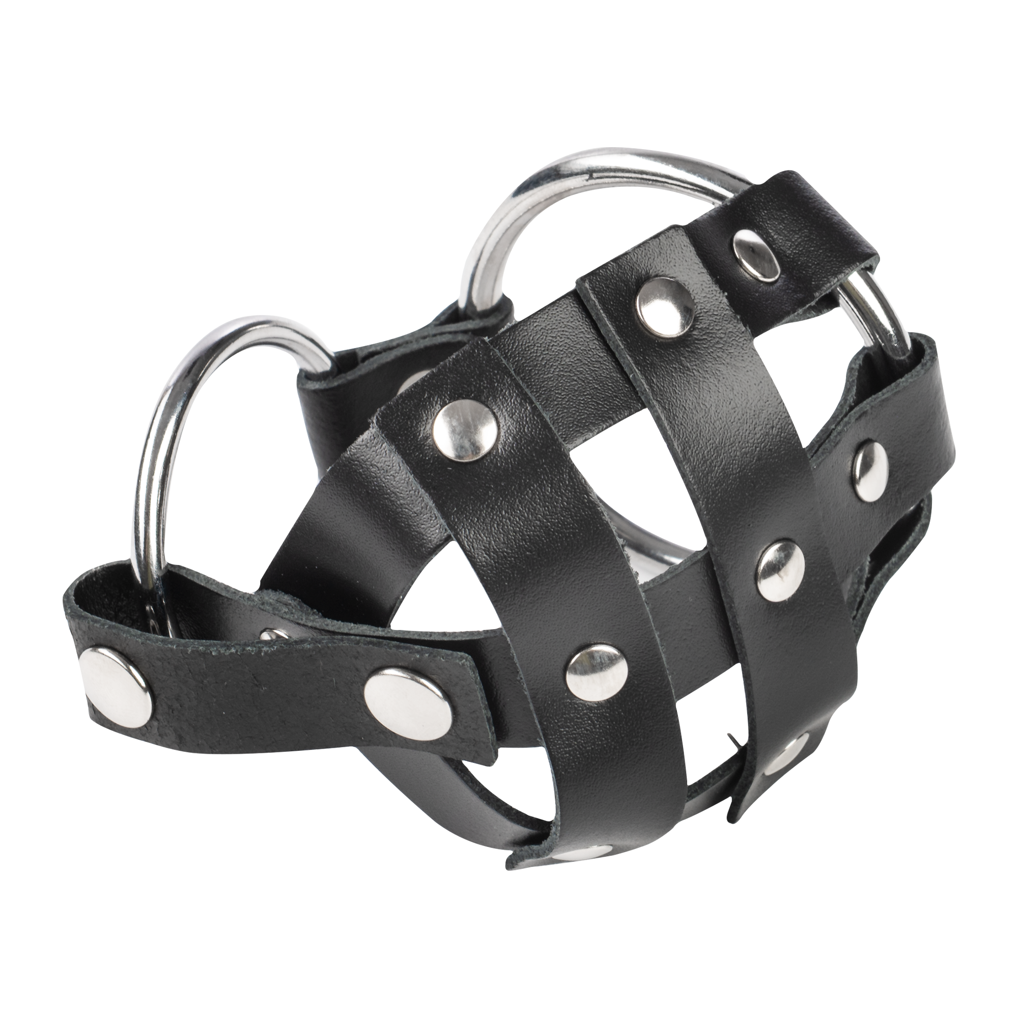 2: Rimba Bondage Play – Leder-Hodensackkäfig mit Spikes – Schwarz