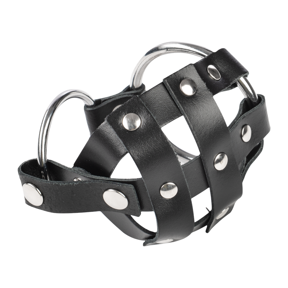 2: Rimba Bondage Play – Leder-Hodensackkäfig mit Spikes – Schwarz