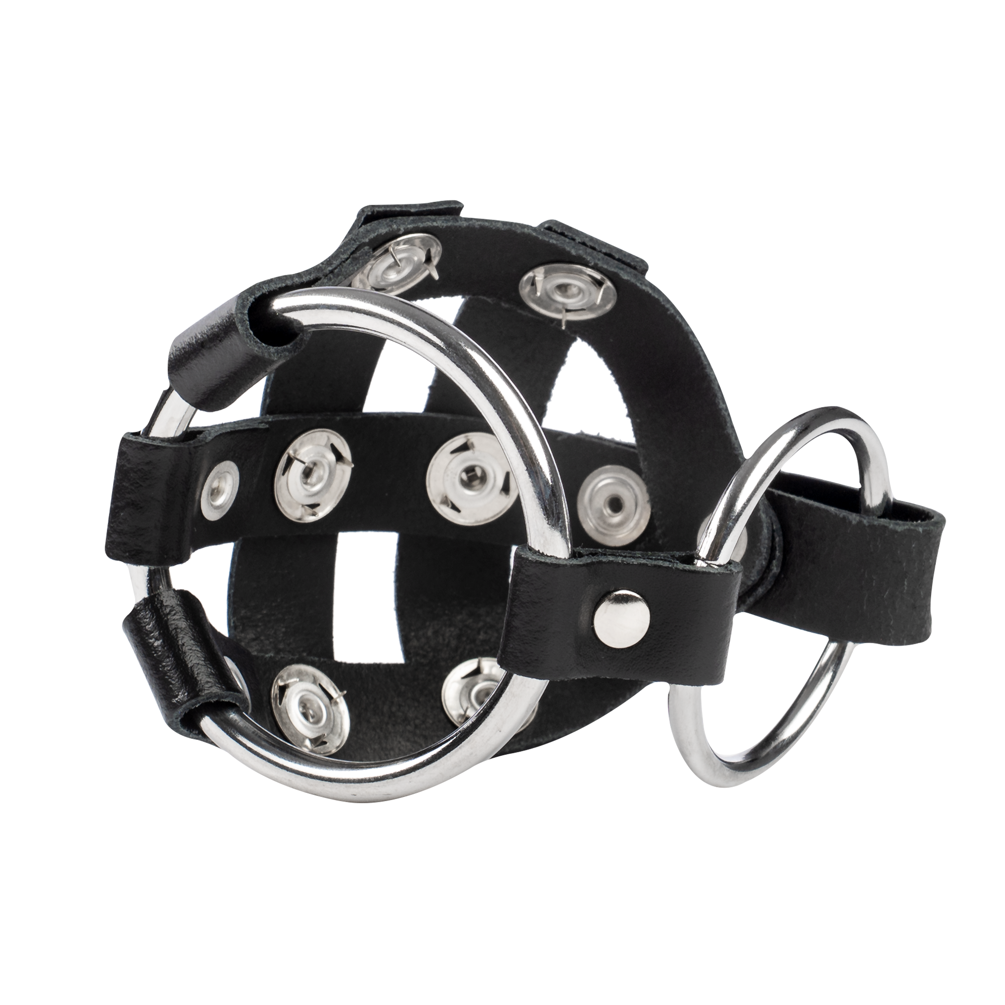 3: Rimba Bondage Play – Leder-Hodensackkäfig mit Spikes – Schwarz