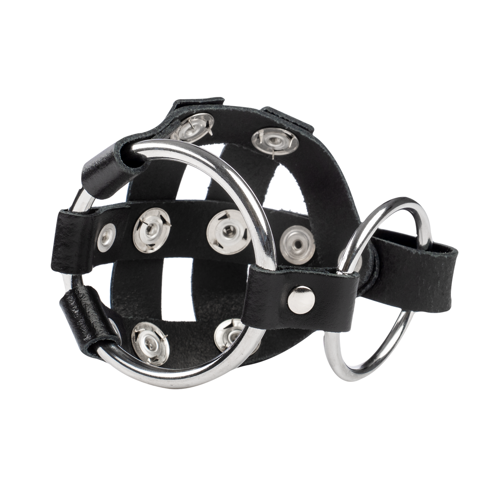 3: Rimba Bondage Play – Leder-Hodensackkäfig mit Spikes – Schwarz