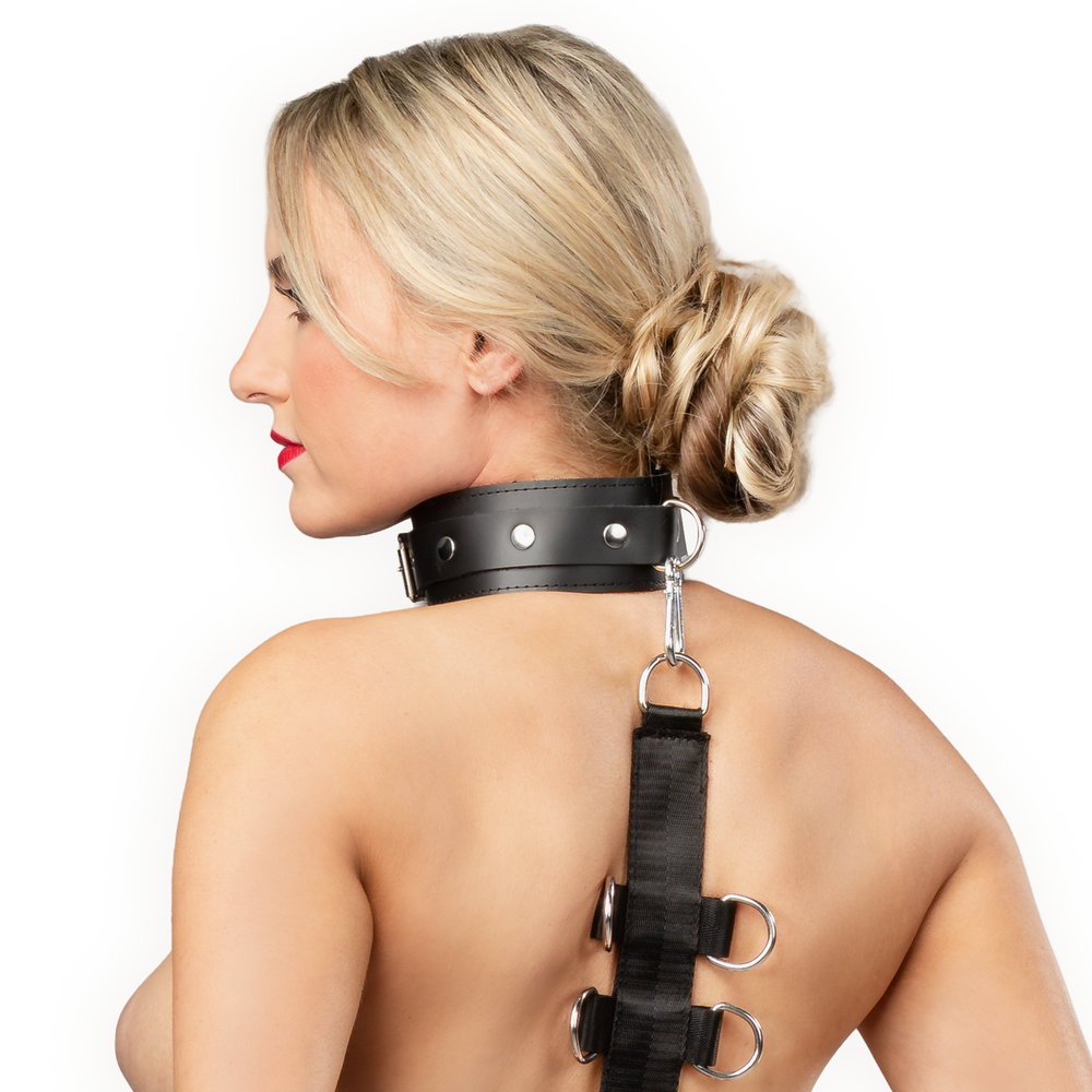 Rimba Bondage Play – Bondage-Set mit Hals- und Armmanschetten – Schwarz