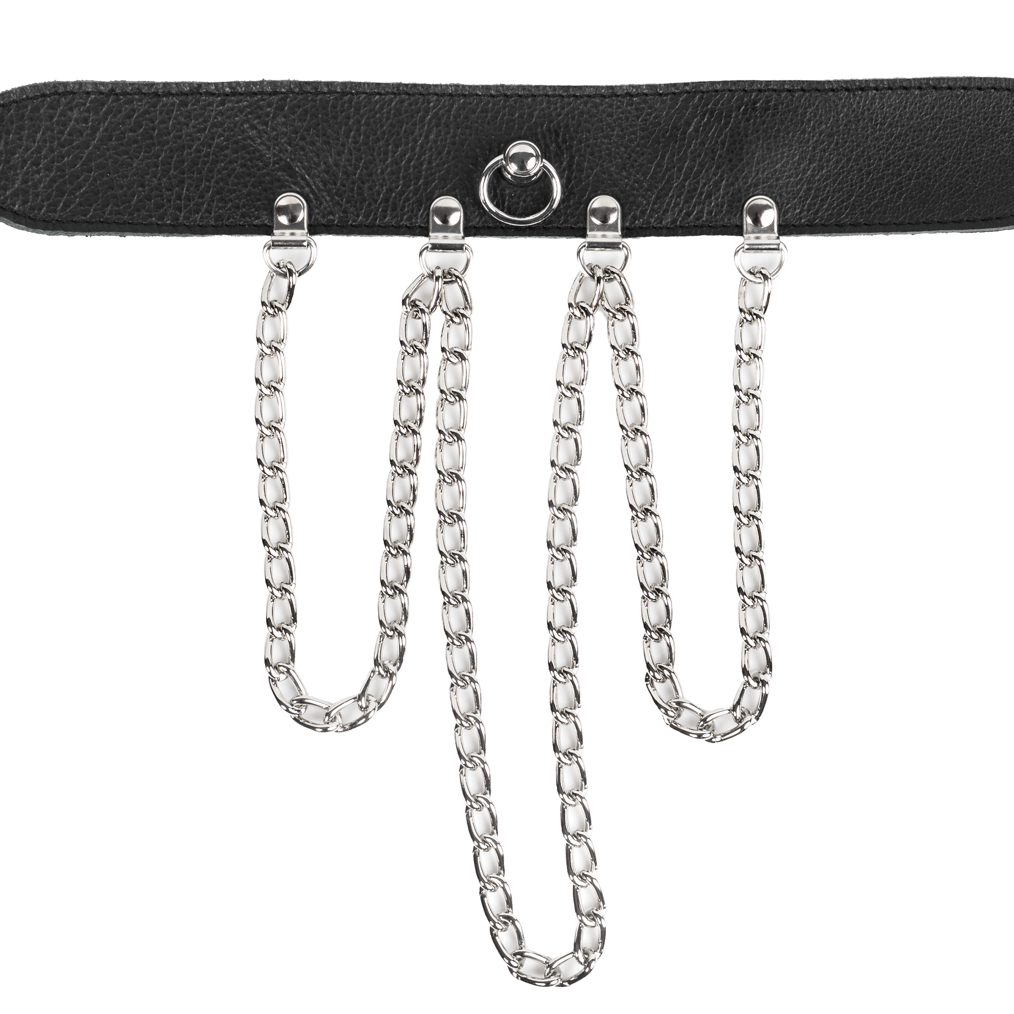 3: Rimba Bondage Play – Halsband mit Ketten – Schwarz & Silber