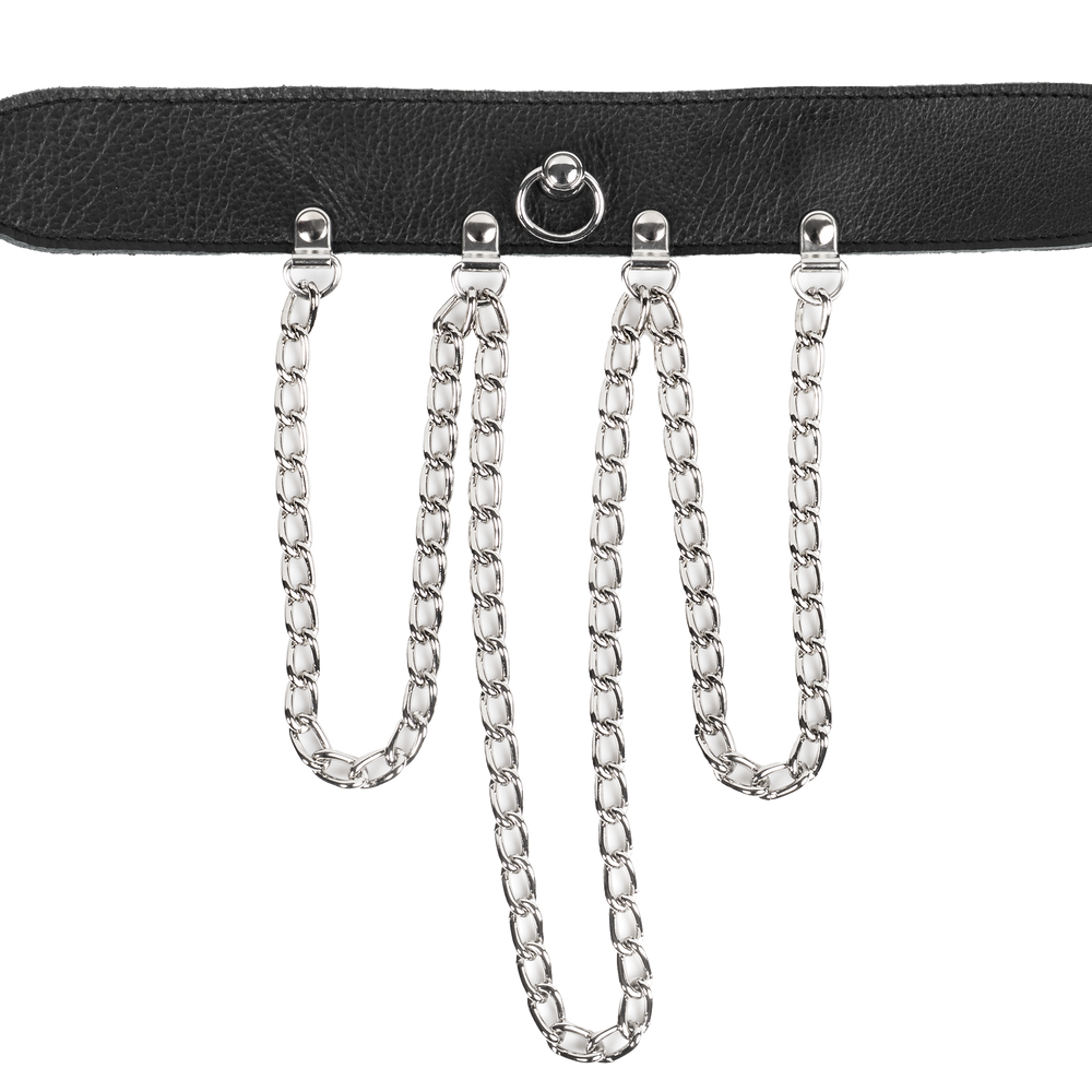 3: Rimba Bondage Play – Halsband mit Ketten – Schwarz & Silber