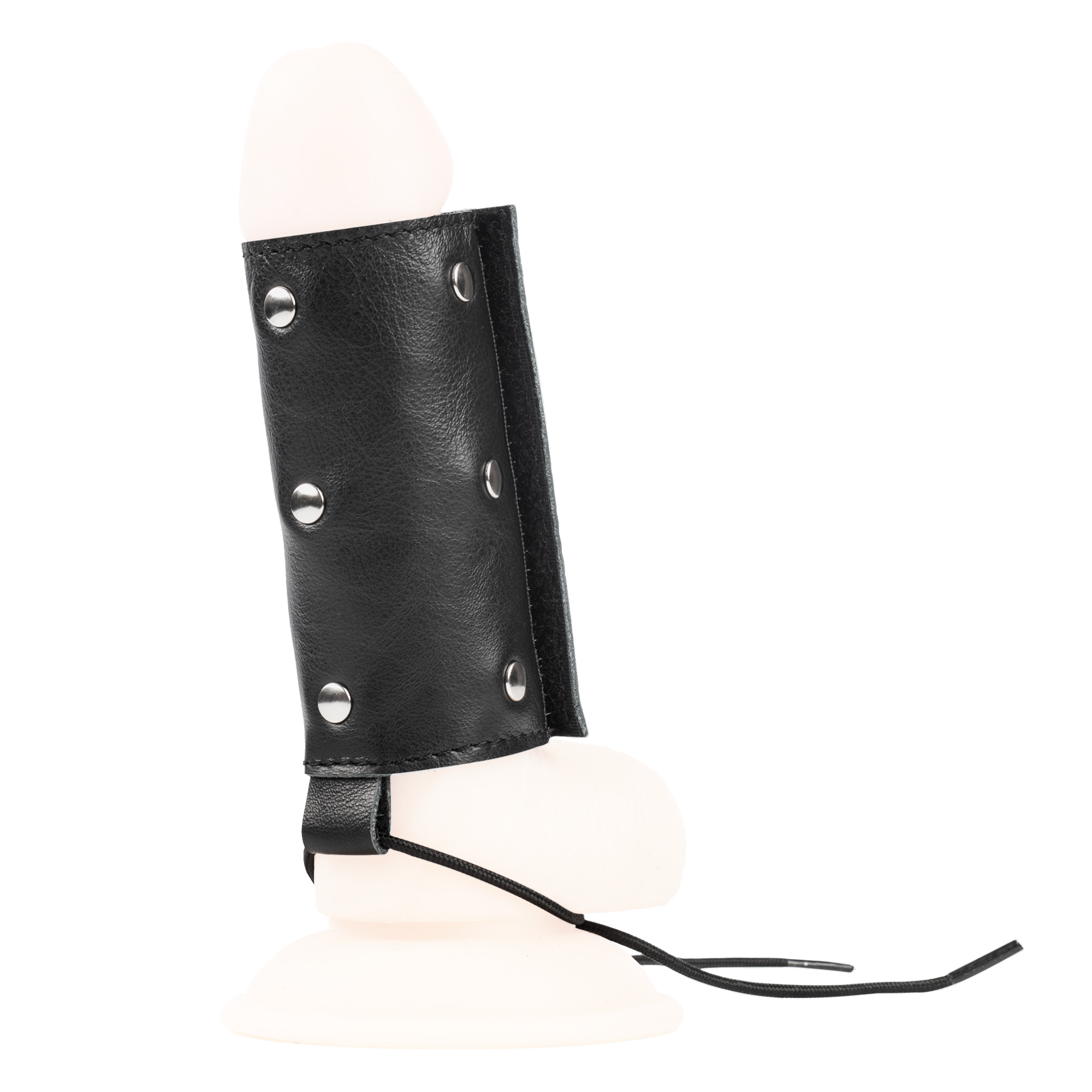 Rimba Bondage Play – Leder-Penishülle mit Nägeln – Schwarz