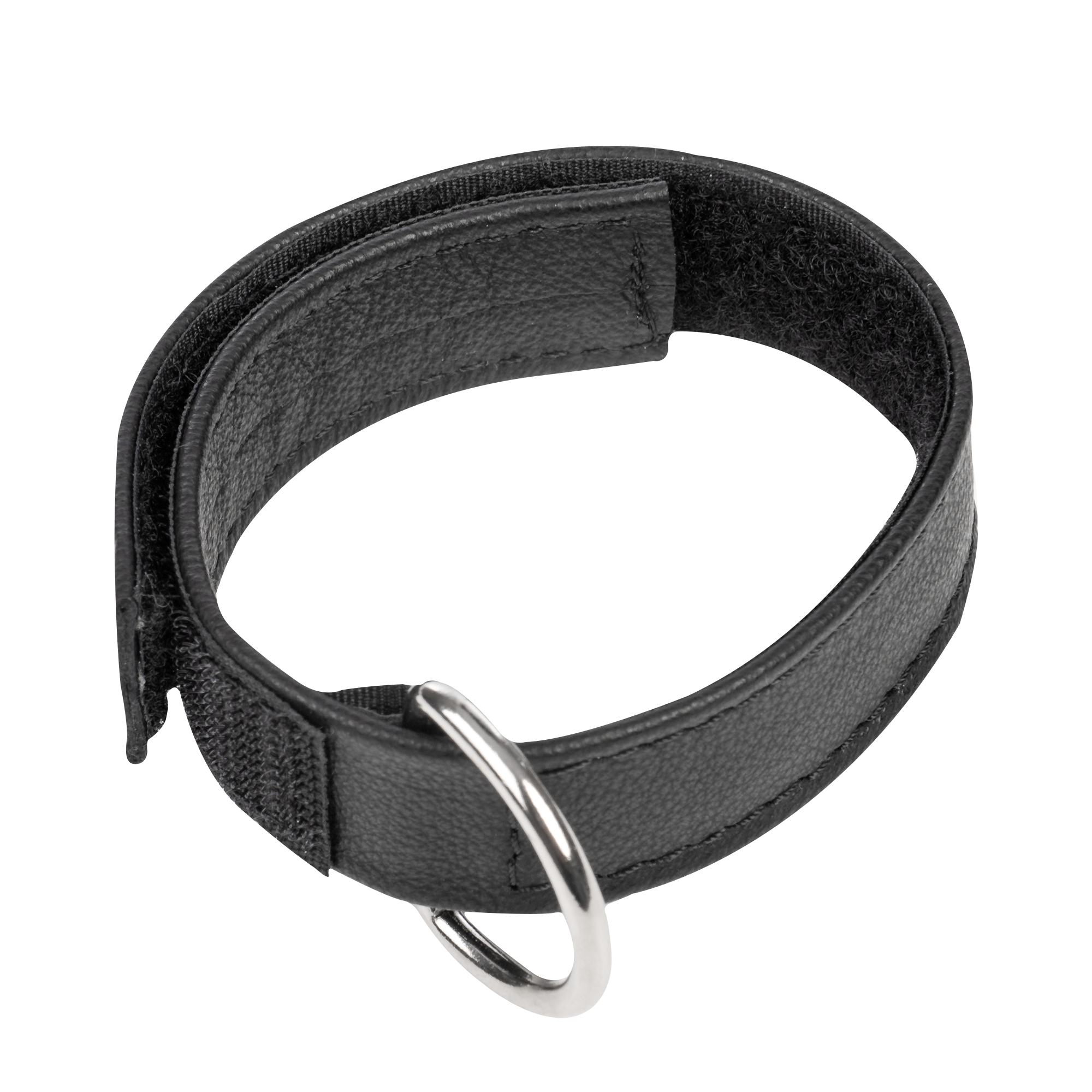Rimba Bondage Play – Leder-Cockstrap mit Klettverschluss – Schwarz