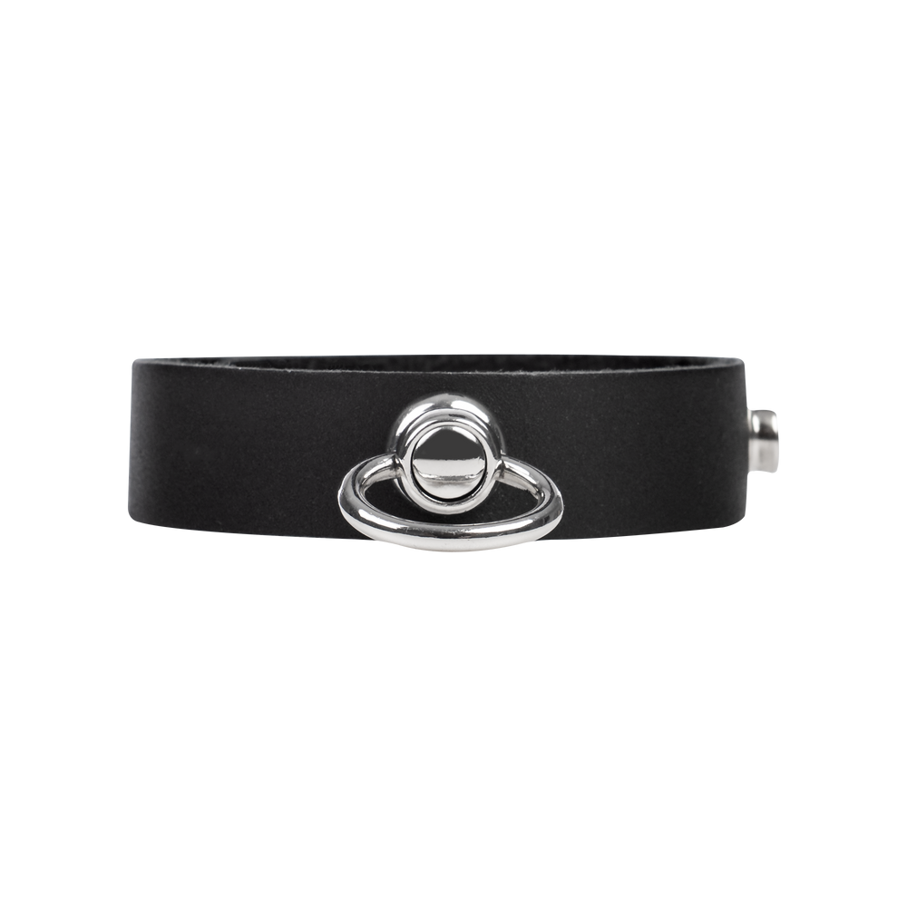3: Rimba Bondage Play – Leder-Penisring mit Metall-O-Ring – Schwarz & Silber