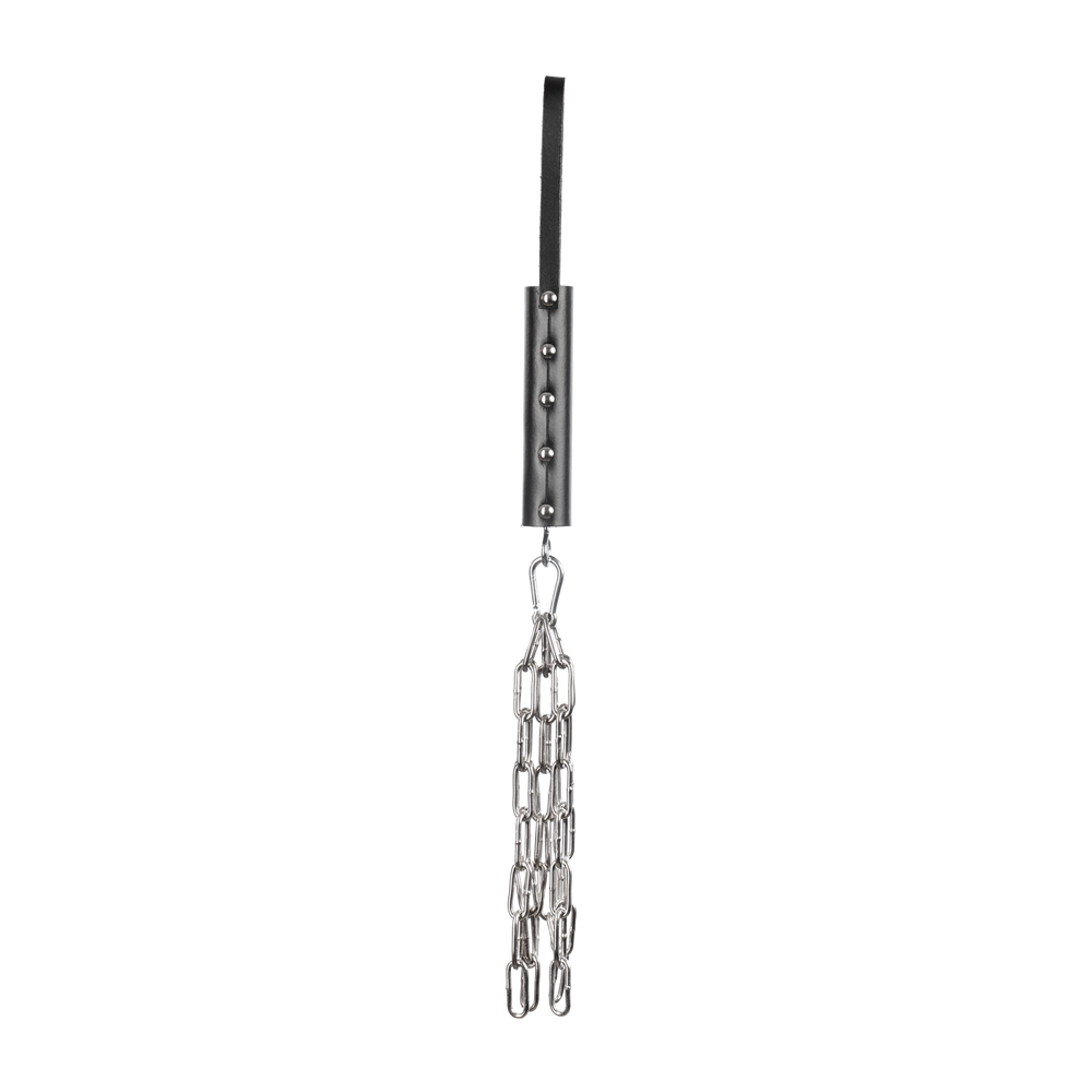 2: Rimba Bondage Play – Lederpeitsche mit Metallkette – Schwarz & Silber