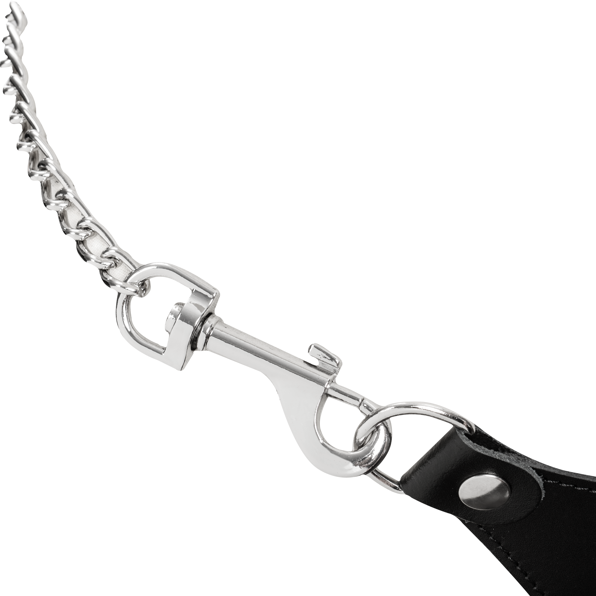 7: Rimba Bondage Play – Leder-String mit abnehmbaren Ketten – Schwarz & Silber