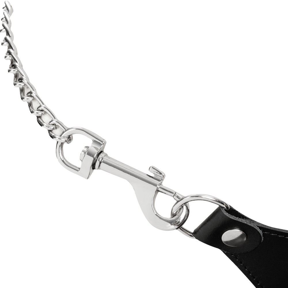 7: Rimba Bondage Play – Leder-String mit abnehmbaren Ketten – Schwarz & Silber