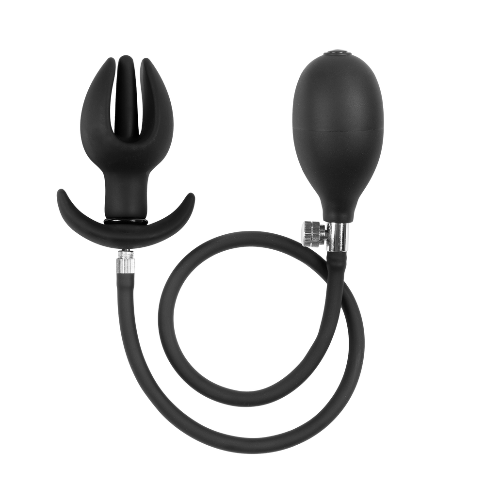 5: Rimba Bondage Play – Keuschheitsgürtel aus Leder mit aufblasbarem Analplug – Schwarz