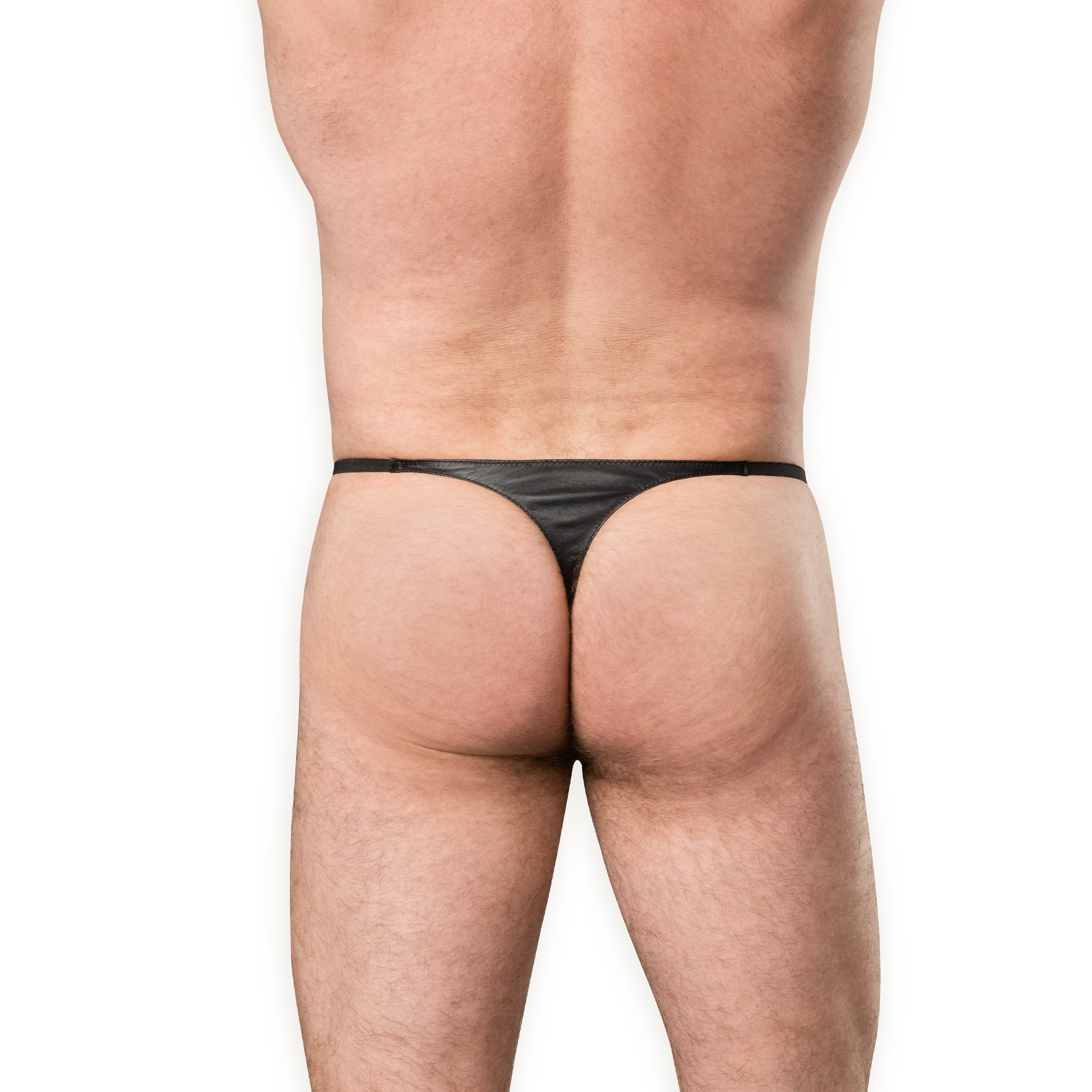 Rimba Bondage Play – Leder-G-String mit Penisringen – Schwarz