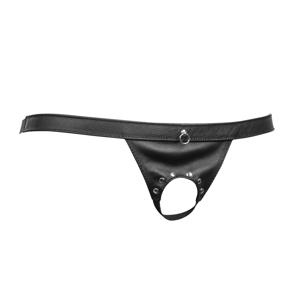 3: Rimba Bondage Play – Offener Lederslip für Herren – Schwarz