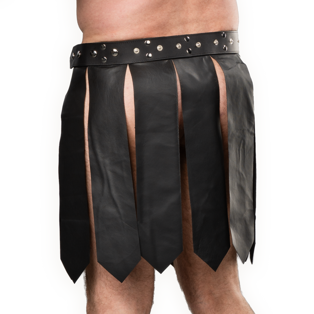 Rimba Bondage Play – Lederrock für Männer – Schwarz