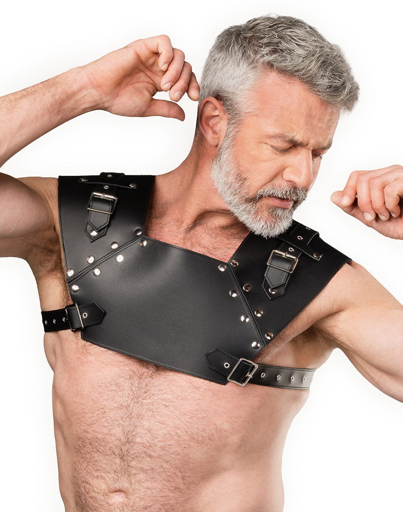 Rimba Bondage Play – Leder-G-String mit Penisringen – Schwarz