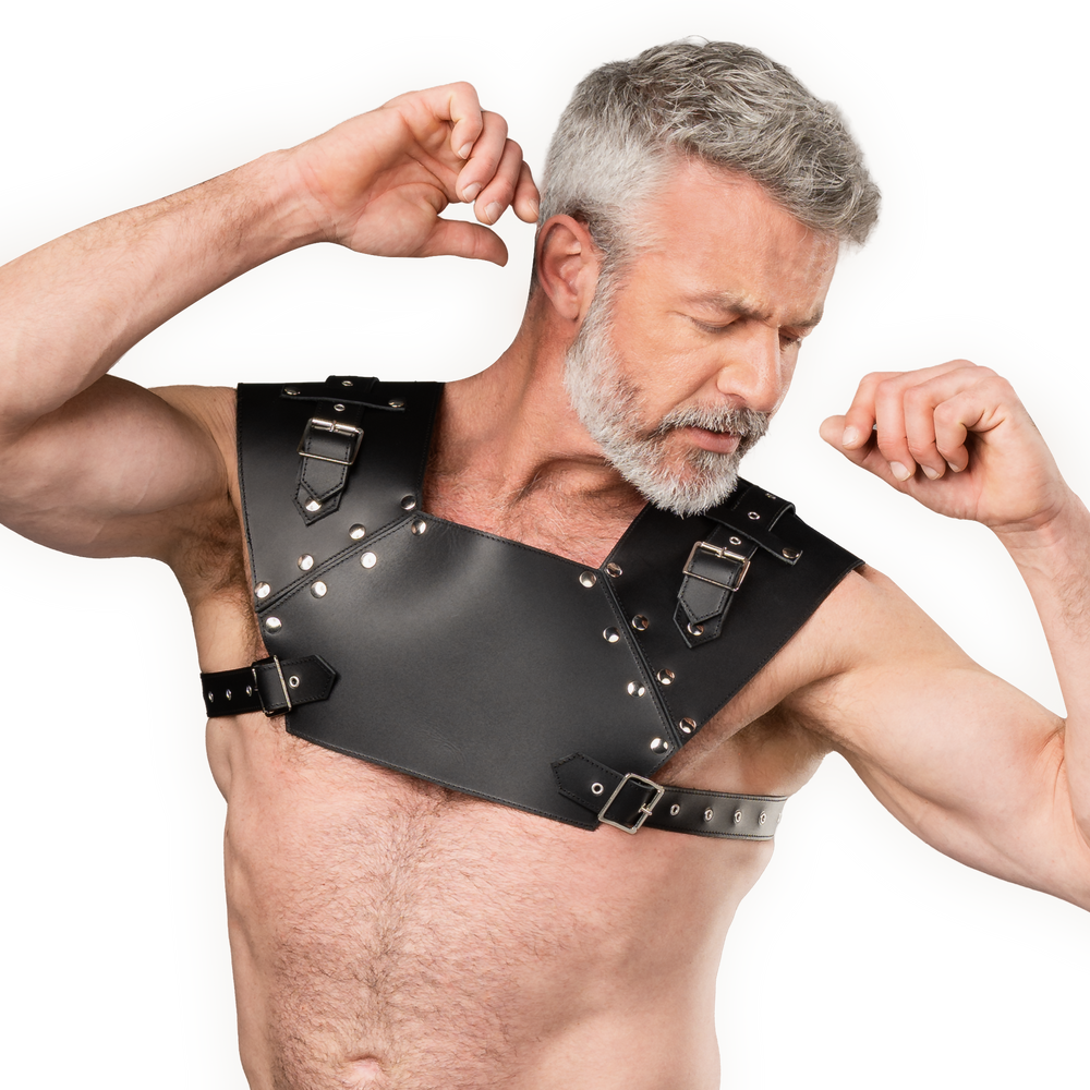 3: Rimba Bondage Play – Leder-Brustharness – Schwarz