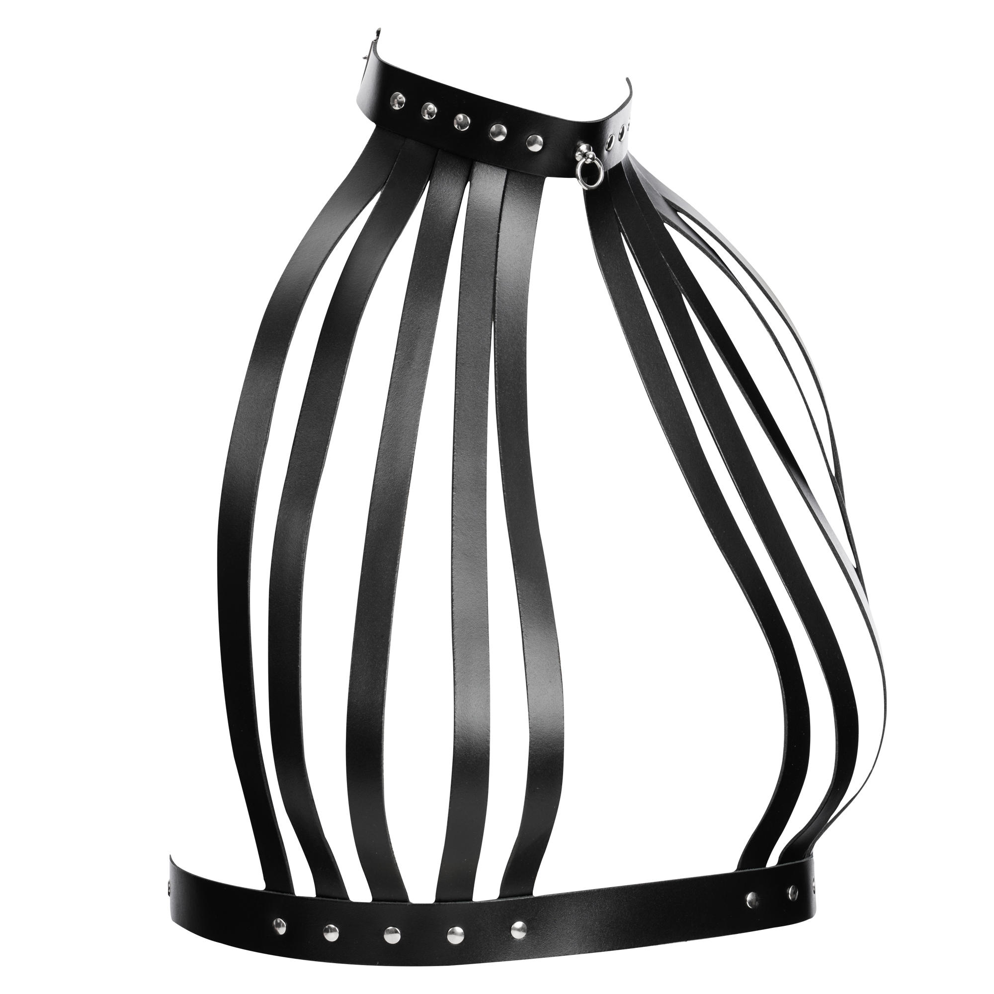 4: Rimba Bondage Play – Leder-Brustharness mit Halsband – Schwarz