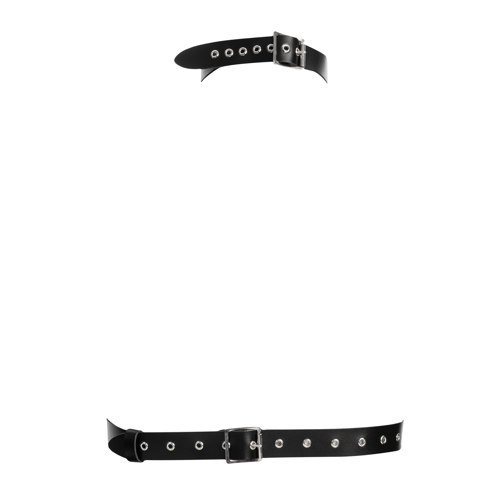 Rimba Bondage Play – Leder-Brustharness mit Halsband – Schwarz