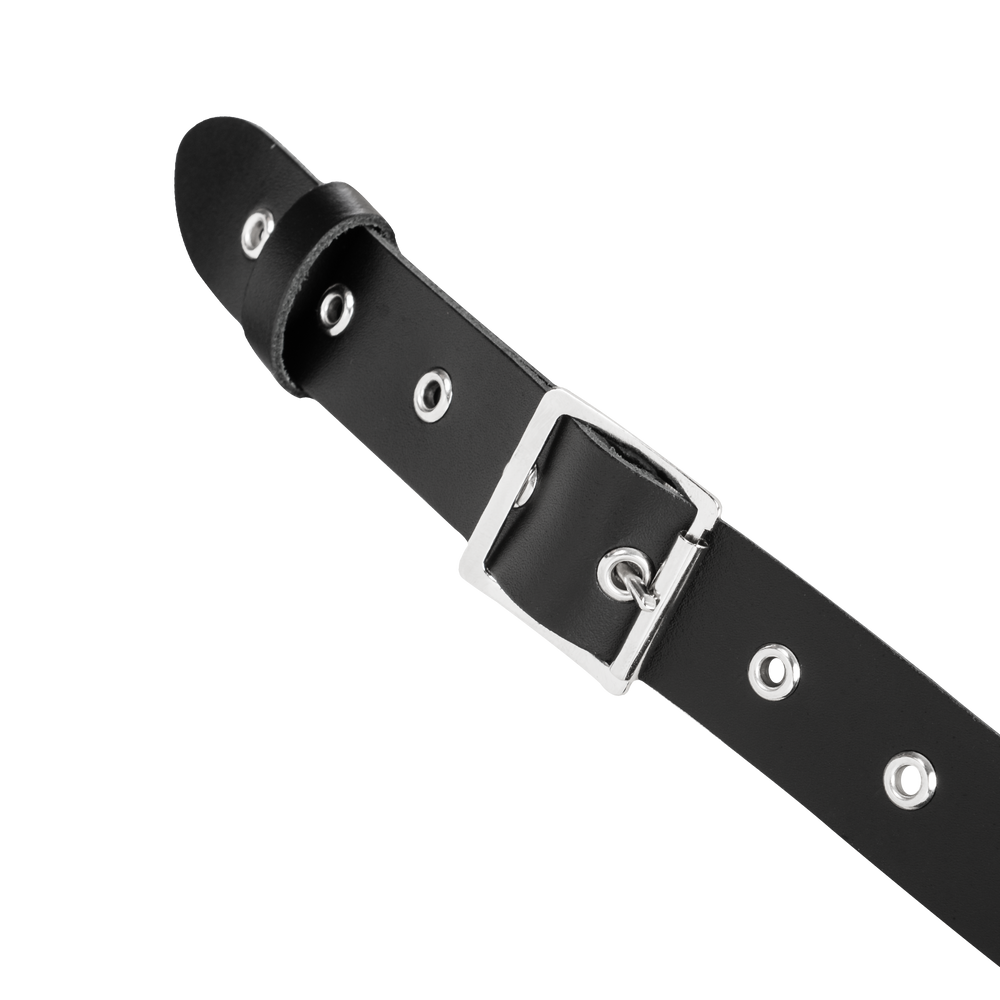 Rimba Bondage Play – Leder-Brustharness mit Halsband – Schwarz