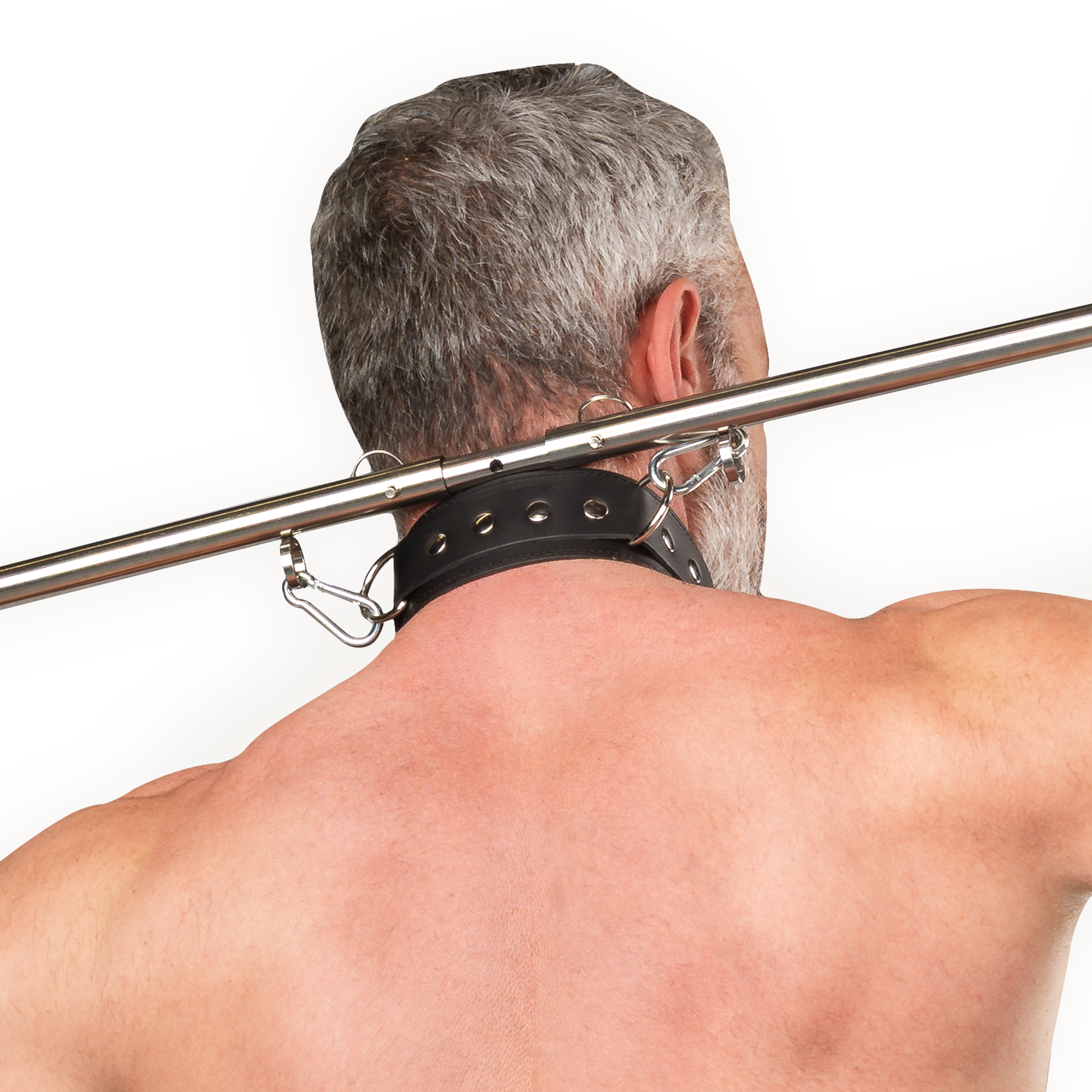 6: Rimba Bondage Play – Verstellbare Spreizstange mit Hals- und Handfesseln – Schwarz & Silber