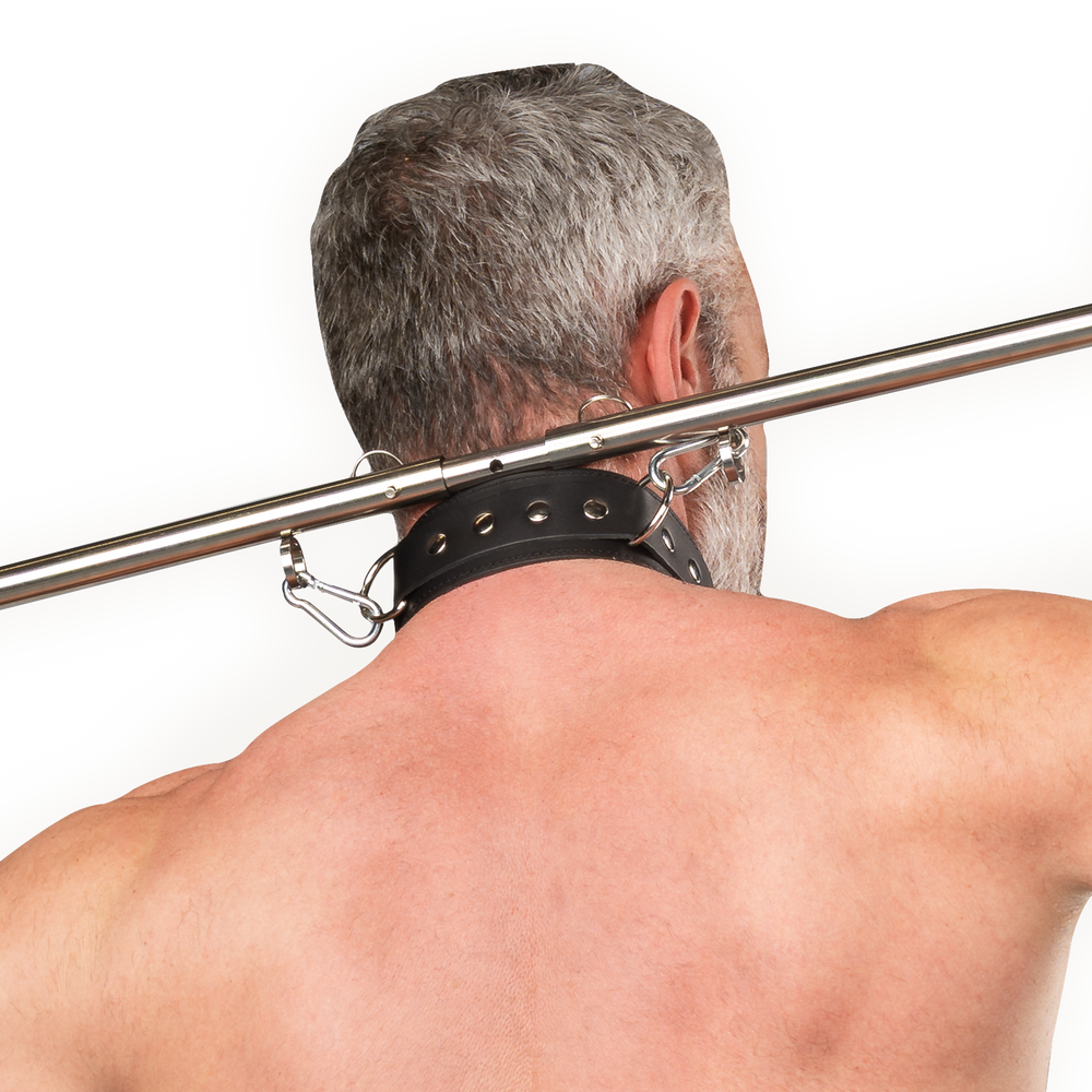 6: Rimba Bondage Play – Verstellbare Spreizstange mit Hals- und Handfesseln – Schwarz & Silber