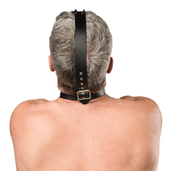 Rimba Bondage Play – Leder-Kopfharnisch mit Nasenhaken – Schwarz