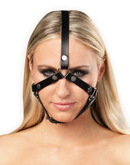 Rimba Bondage Play – Leder-Kopfharnisch – Schwarz