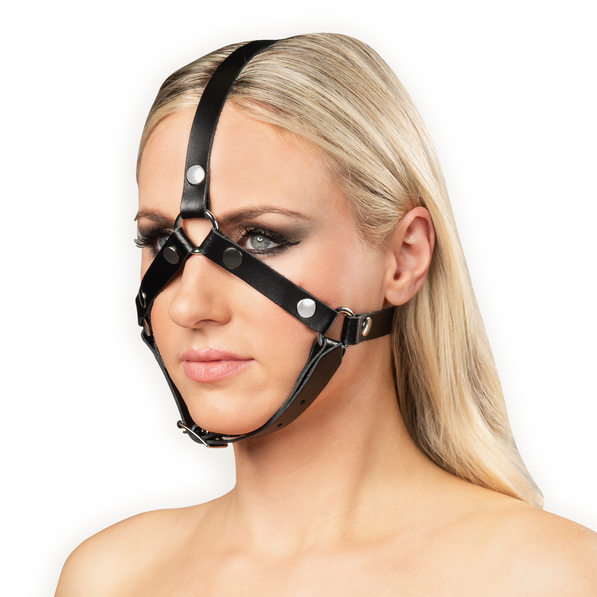 Rimba Bondage Play – Leder-Kopfharnisch – Schwarz