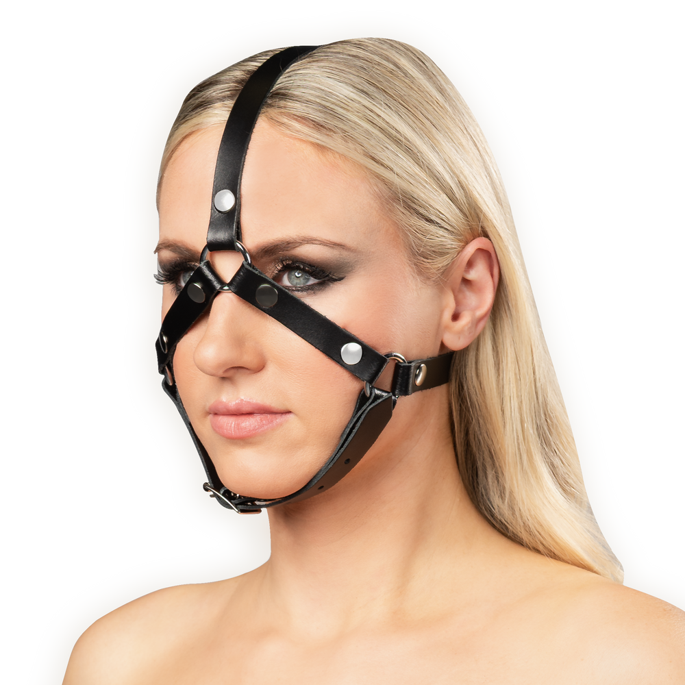 Rimba Bondage Play – Leder-Kopfharnisch – Schwarz