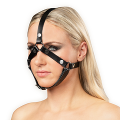Rimba Bondage Play – Leder-Kopfharnisch – Schwarz