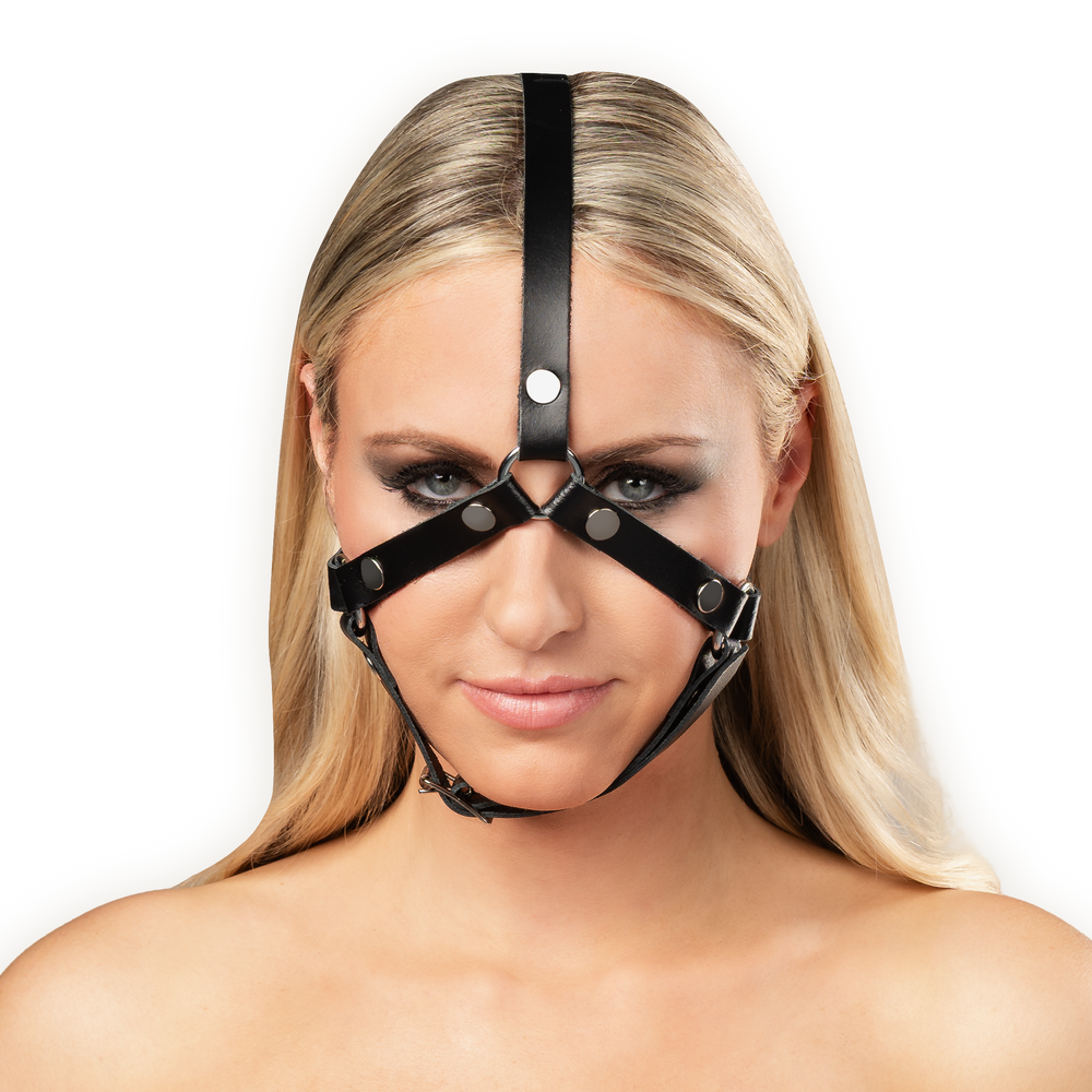Rimba Bondage Play – Leder-Kopfharnisch – Schwarz