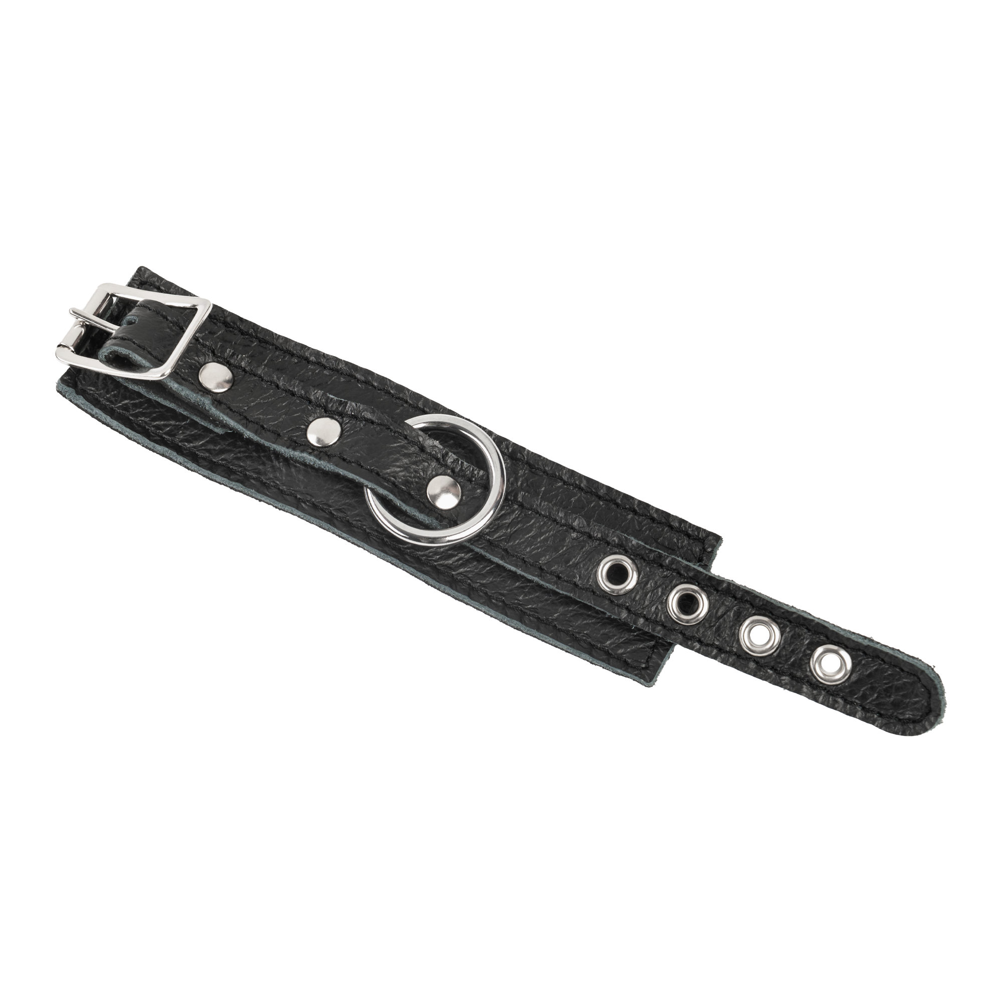 Rimba Bondage Play – Luxuriöse Penismanschette aus Leder – Schwarz