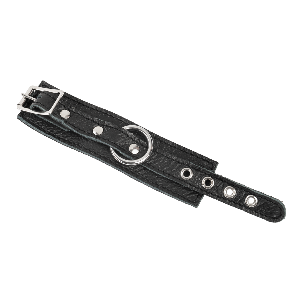 Rimba Bondage Play – Luxuriöse Penismanschette aus Leder – Schwarz