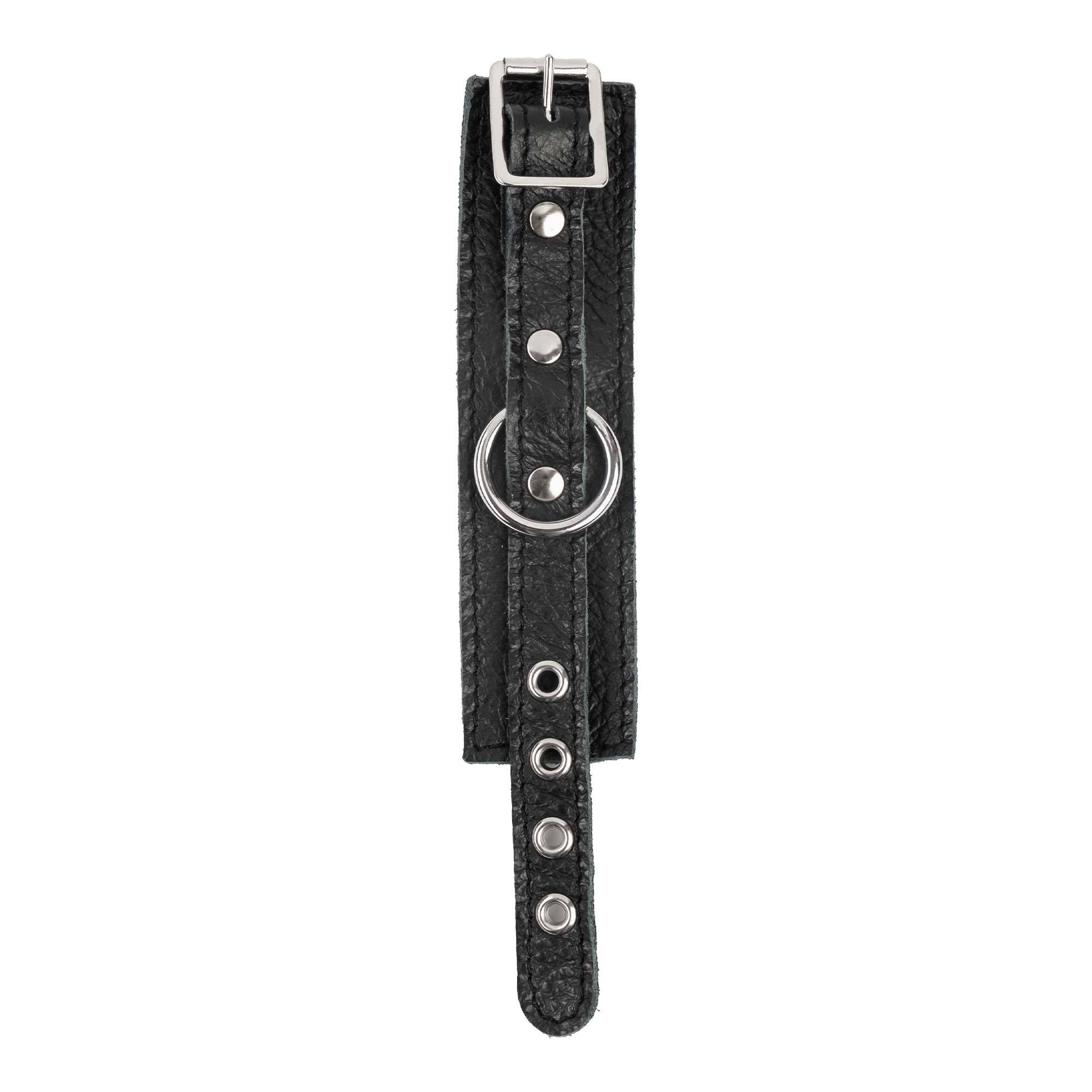 Rimba Bondage Play – Luxuriöse Penismanschette aus Leder – Schwarz