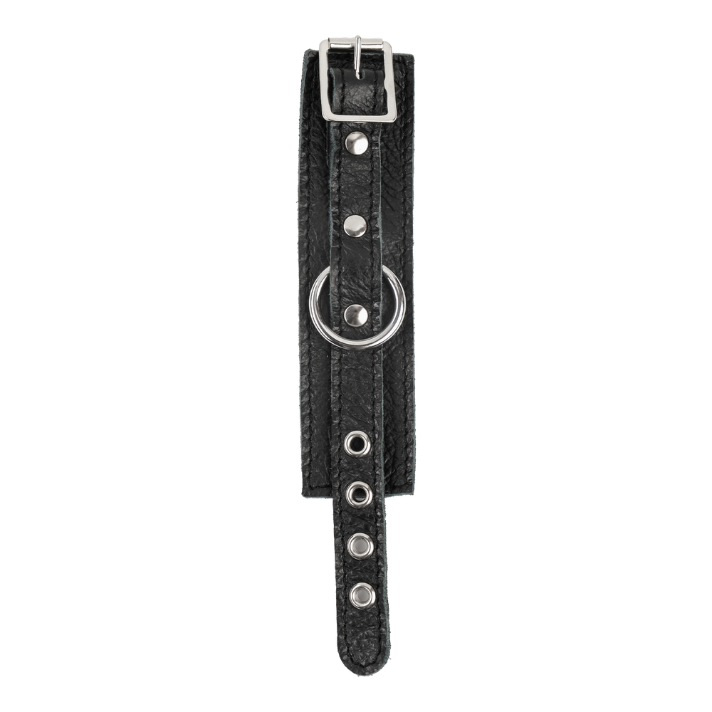 Rimba Bondage Play – Luxuriöse Penismanschette aus Leder – Schwarz