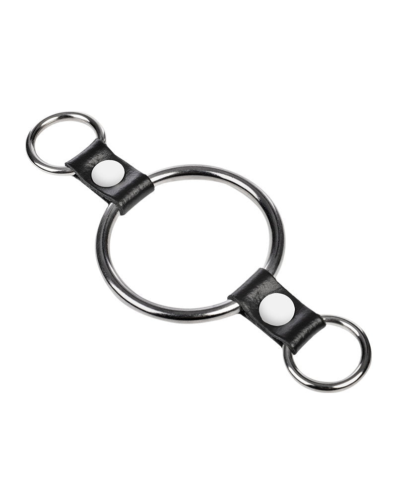 Rimba Bondage Play – Penisring mit Befestigungsringen – Silber & Schwarz