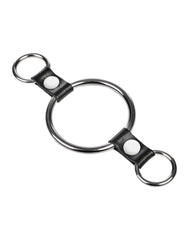Rimba Bondage Play – Penisring mit Befestigungsringen – Silber & Schwarz