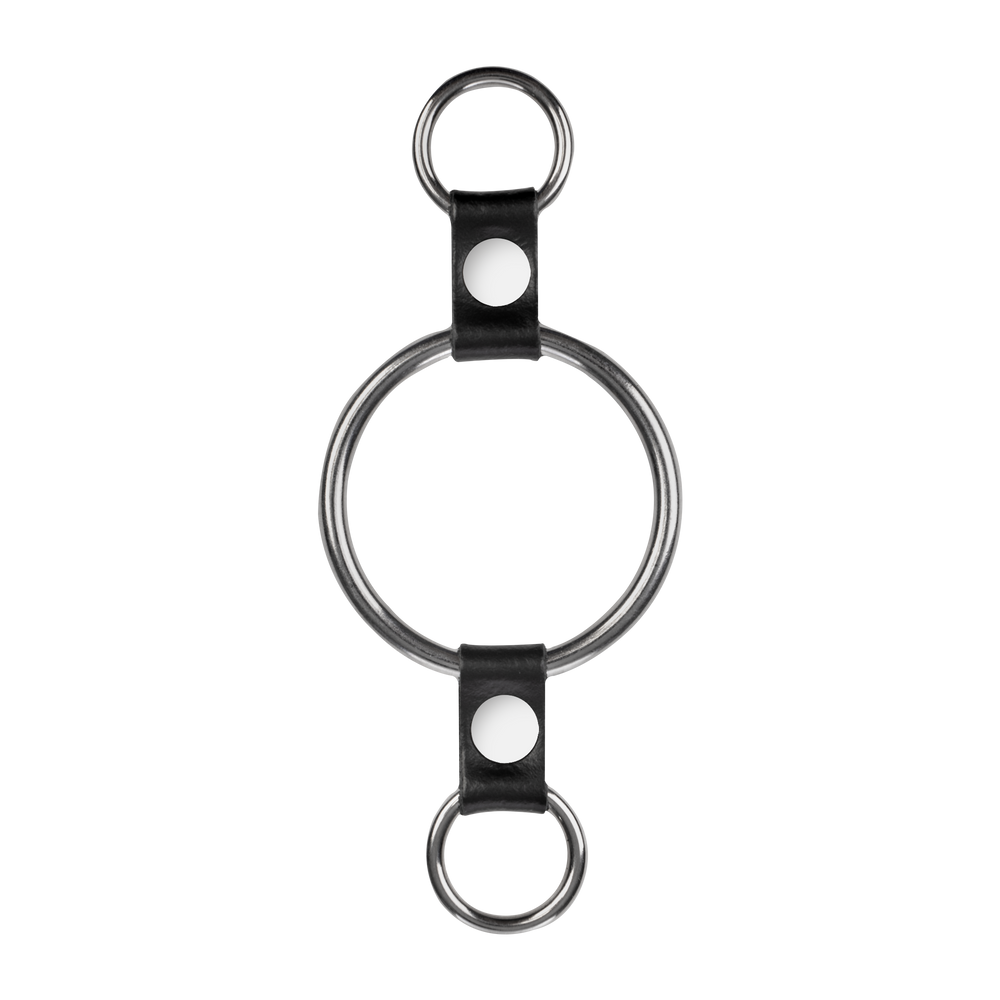 Rimba Bondage Play – Penisring mit Befestigungsringen – Silber & Schwarz