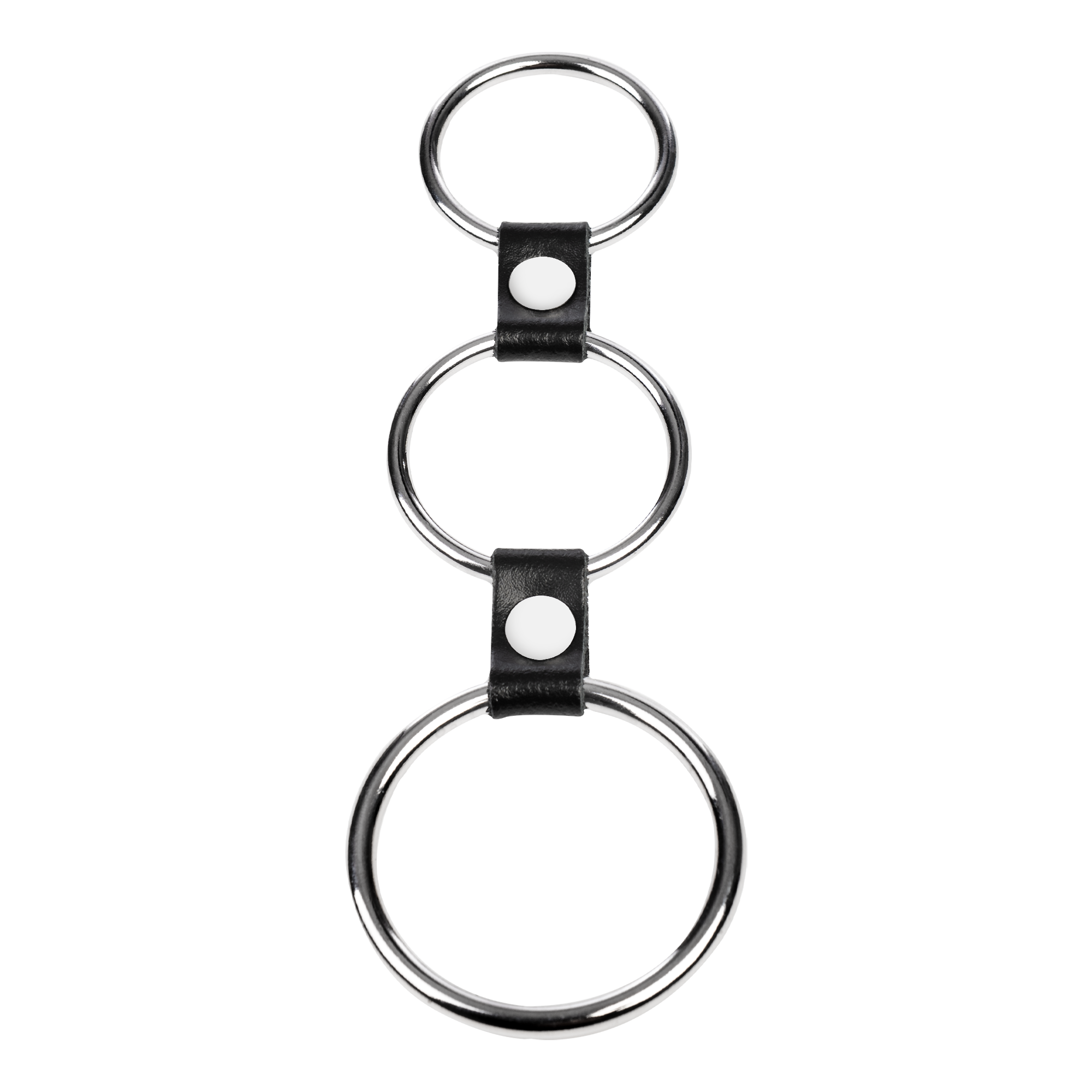 2: Rimba Bondage Play – Dreifacher Cockring aus Metall – Schwarz