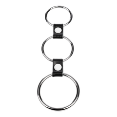 2: Rimba Bondage Play – Dreifacher Cockring aus Metall – Schwarz