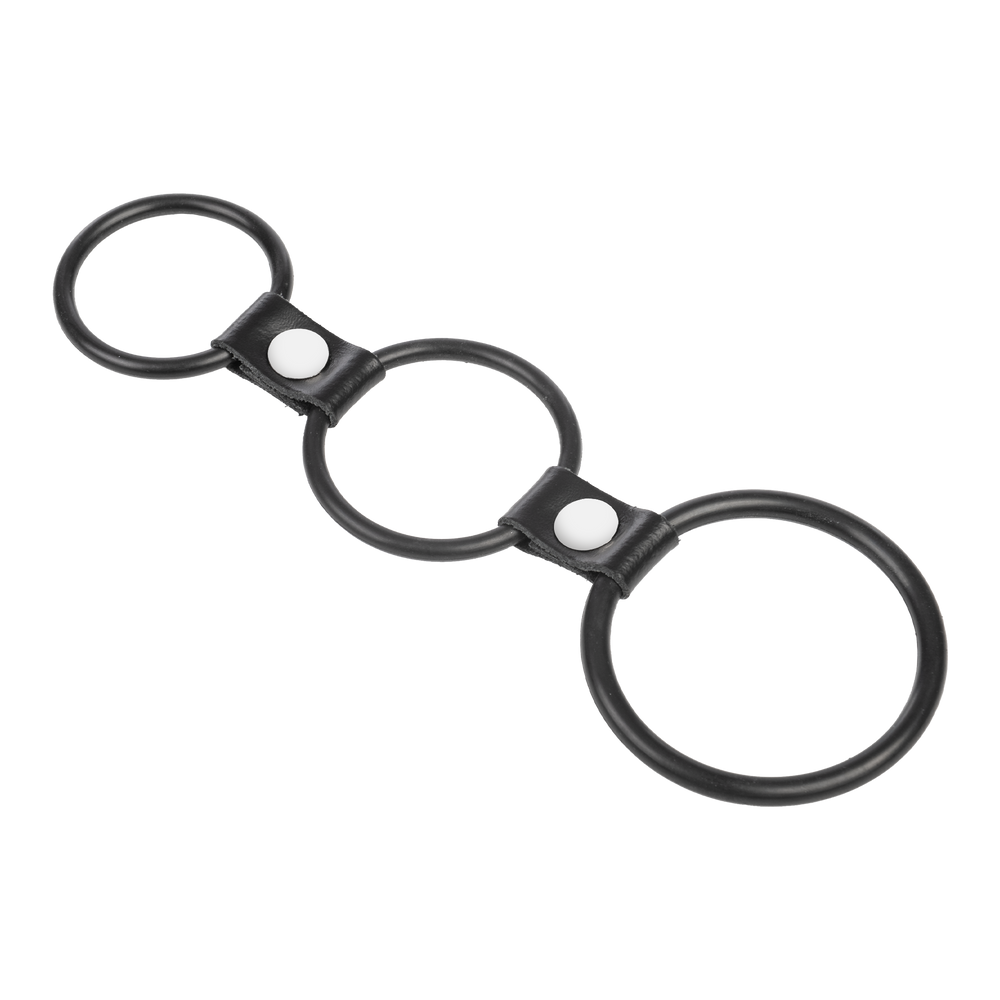 Rimba Bondage Play – Dreifacher Penisring aus Gummi – Schwarz
