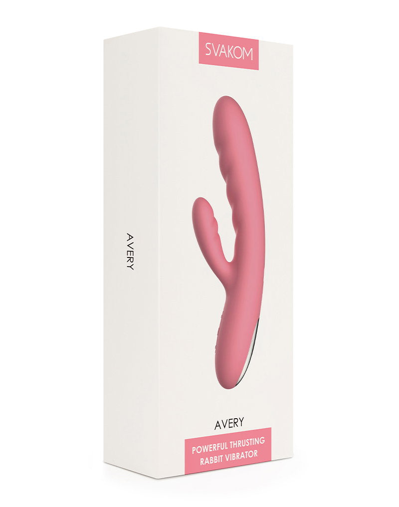 7: SVAKOM - Avery - Thrusting Rabbit Vibrator - Strawberry Pink