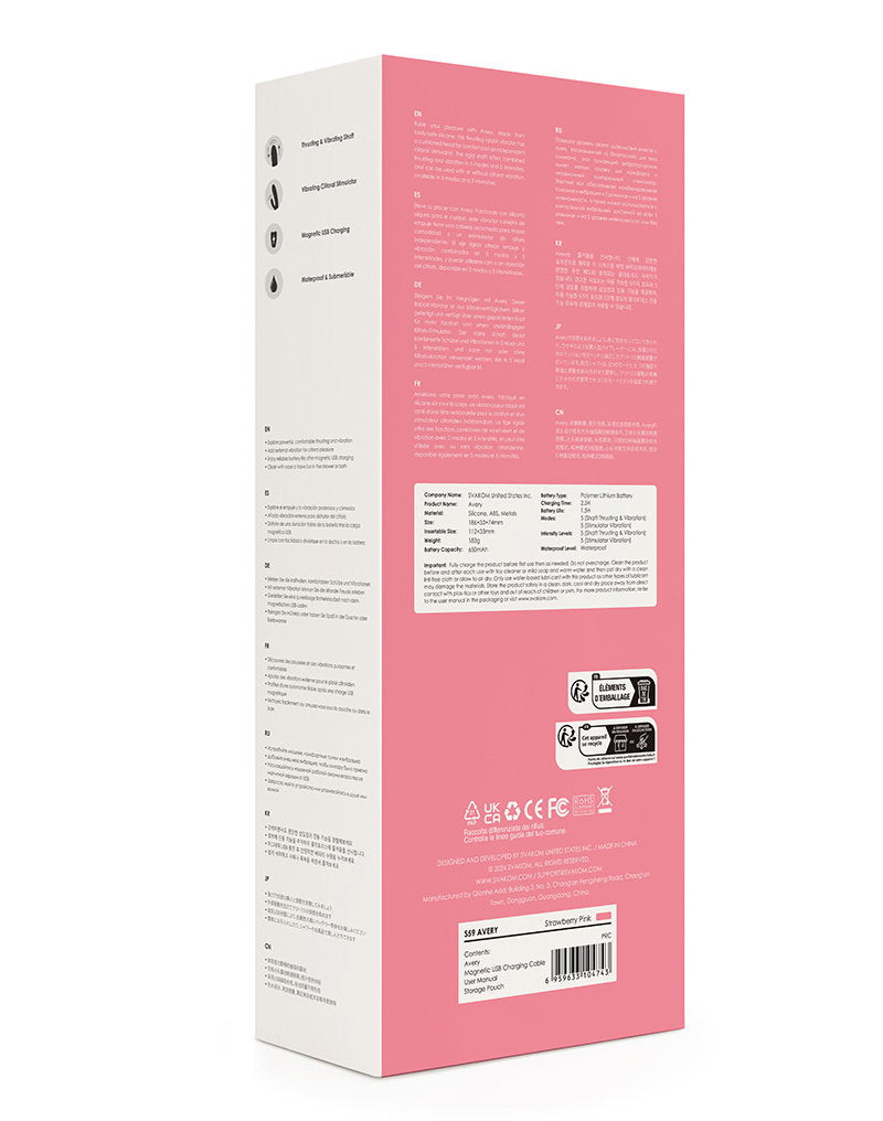 8: SVAKOM - Avery - Thrusting Rabbit Vibrator - Strawberry Pink