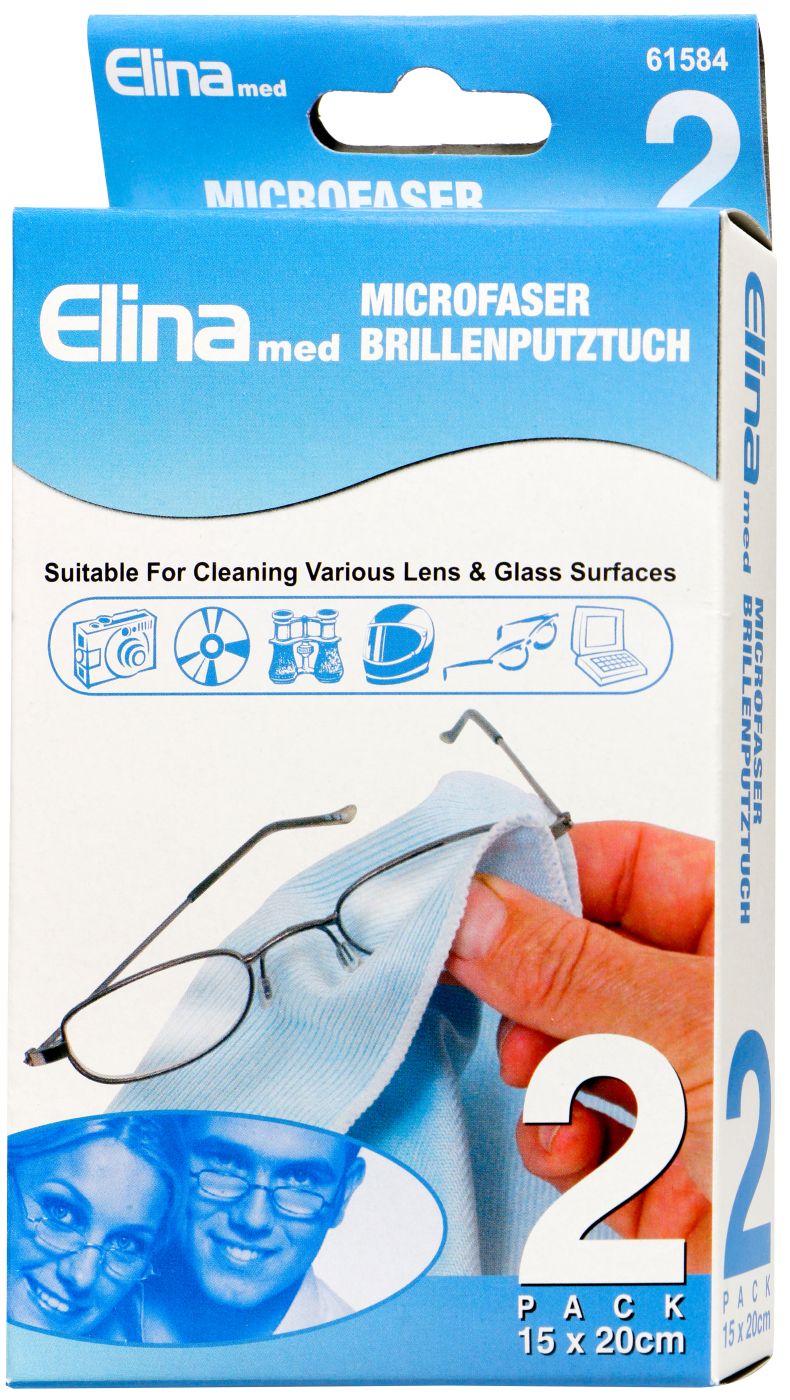Brillen Putztuch Microfaser Blau, 2 er