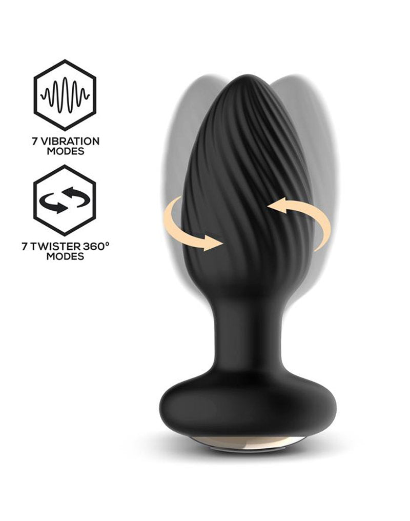 2: IY - Drago - Analplug mit Vibration, 360°-Drehbewegung und Fernbedienung - Schwarz